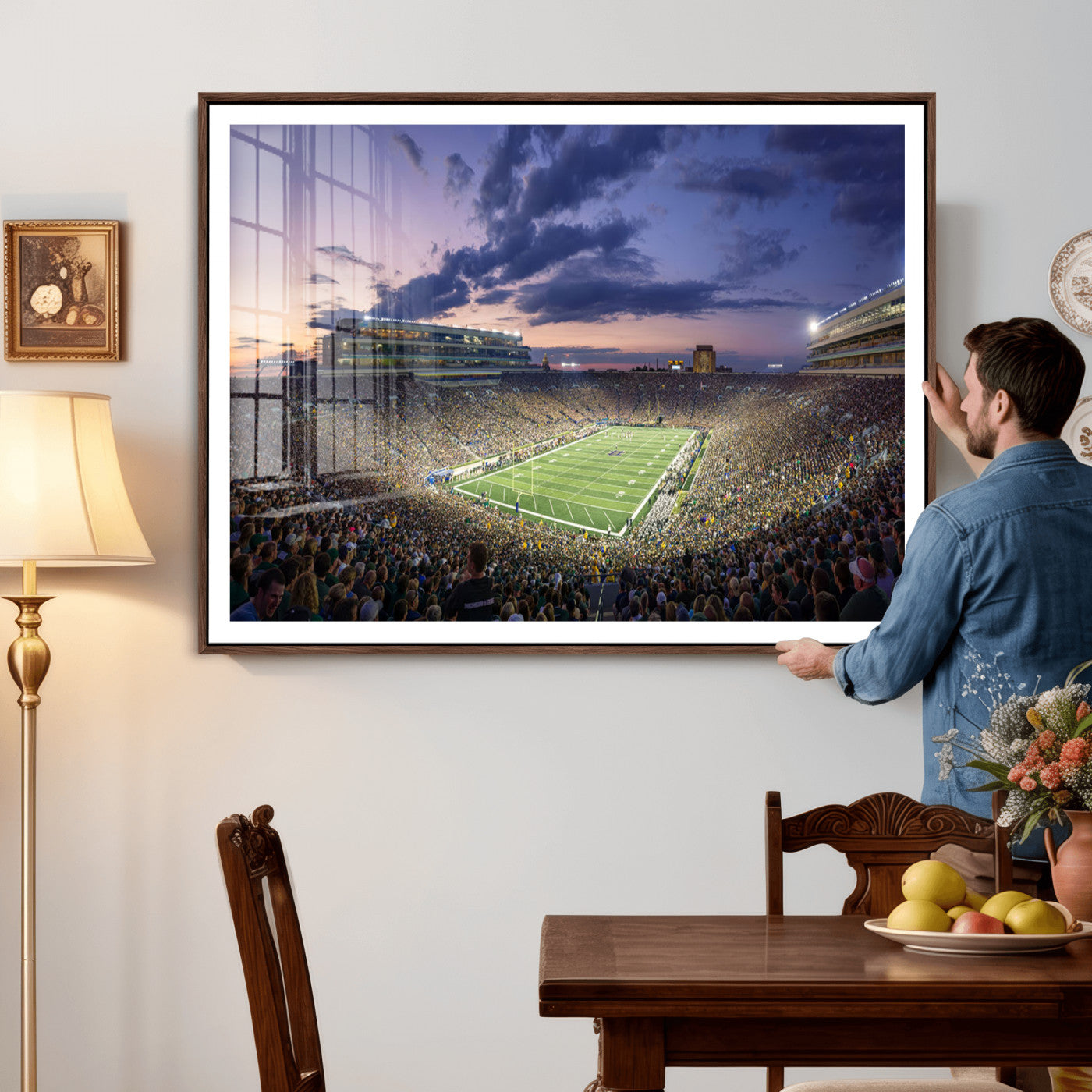 50825-MGV-CV-36X24 - Notre Dame Fighting Irish Football Team Print - Notre Dame Stadium Wall Art Canvas Print