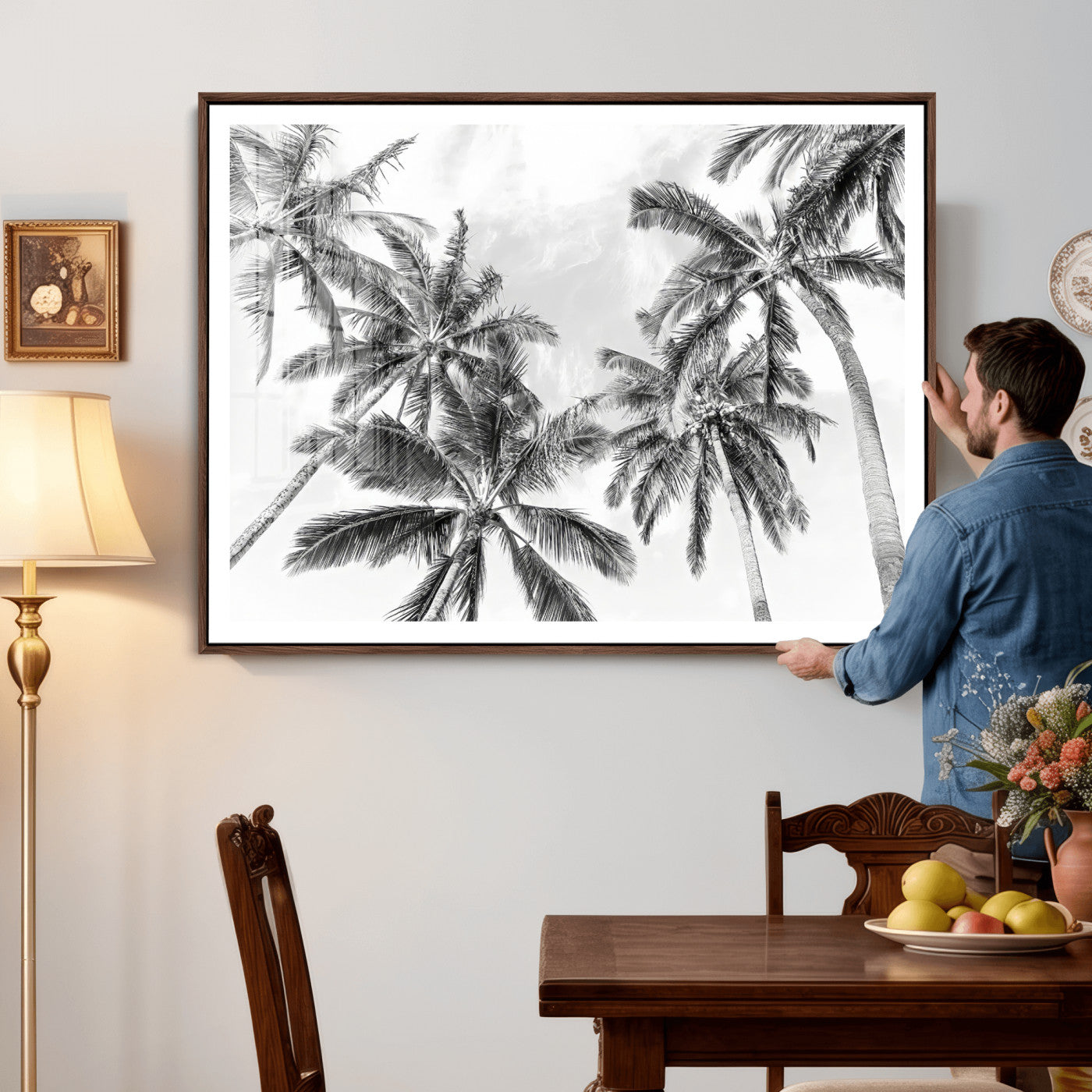 62113786-MGV-CV-36X24 - Palm Trees Wall Art – Tropical Breeze Canvas Print, Vacation Island Silhouette, Coastal Calm and Summer Paradise for Living Room or Beach House Decor