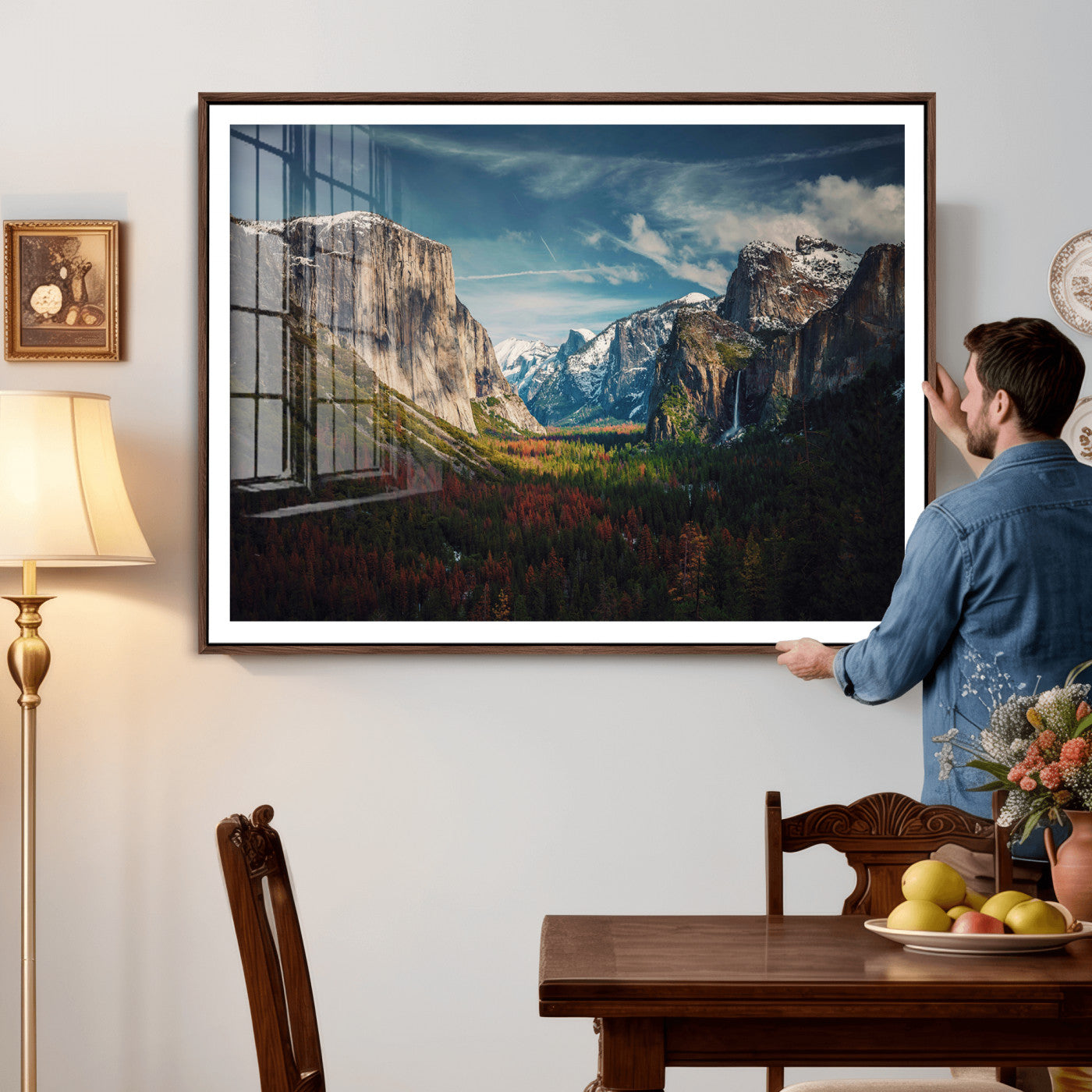 15244033-MGV-CV-36X24 - Yosemite National Park Wall Art – Framed Mountain Landscape El Capitan Canvas Print Scenic Decor for Home, Office Decor