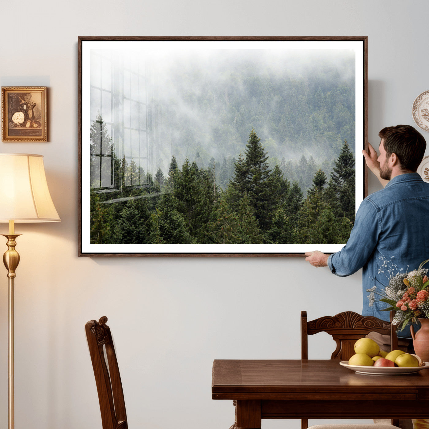 37010054-MGV-CV-36X24 - Misty Mountain Forest Wall Art Canvas Print