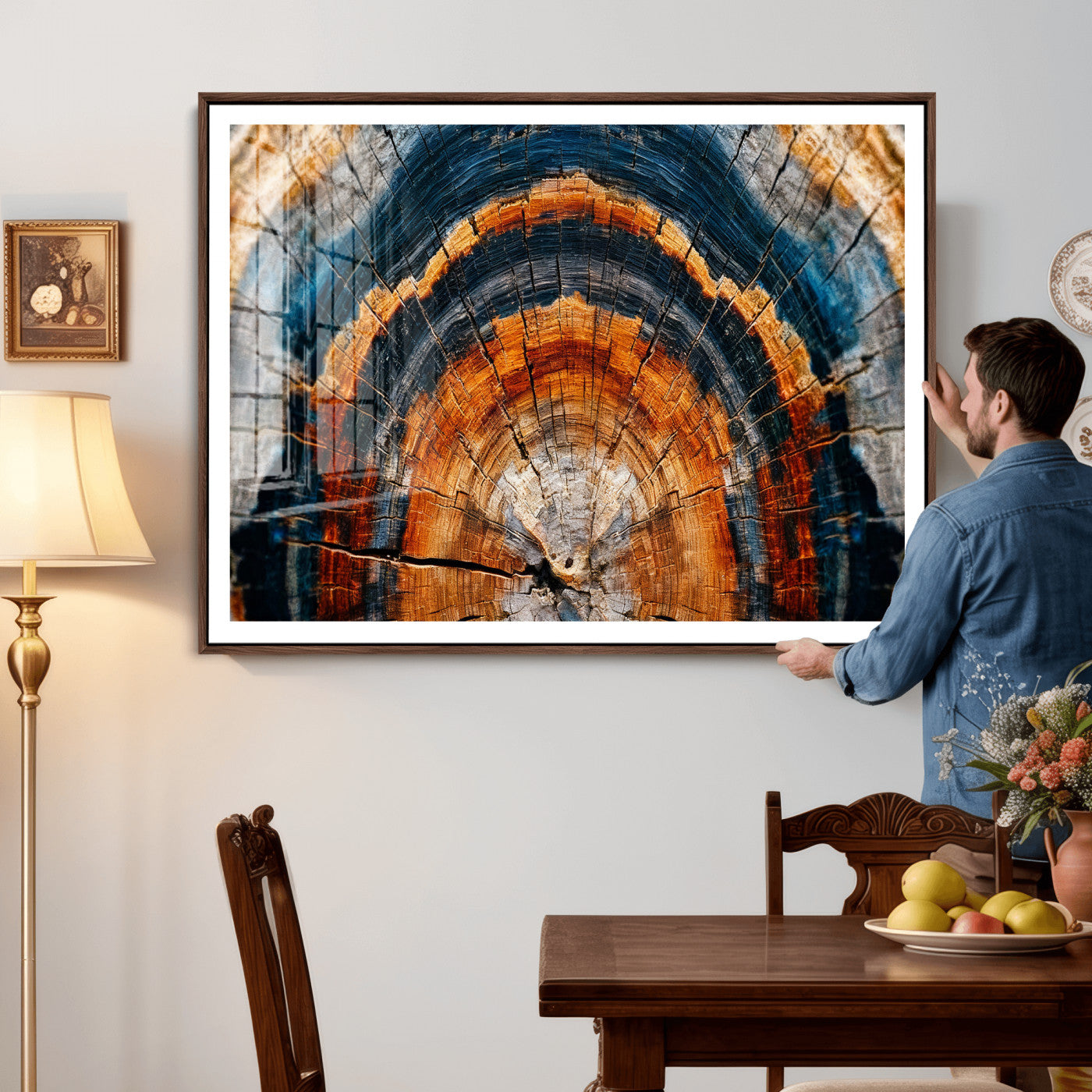 92693966N-MGV-CV-36X24 - Abstract Wood Grain Canvas Print, Tree Ring Pattern Wall Art, Framed Canvas Ready to Hang