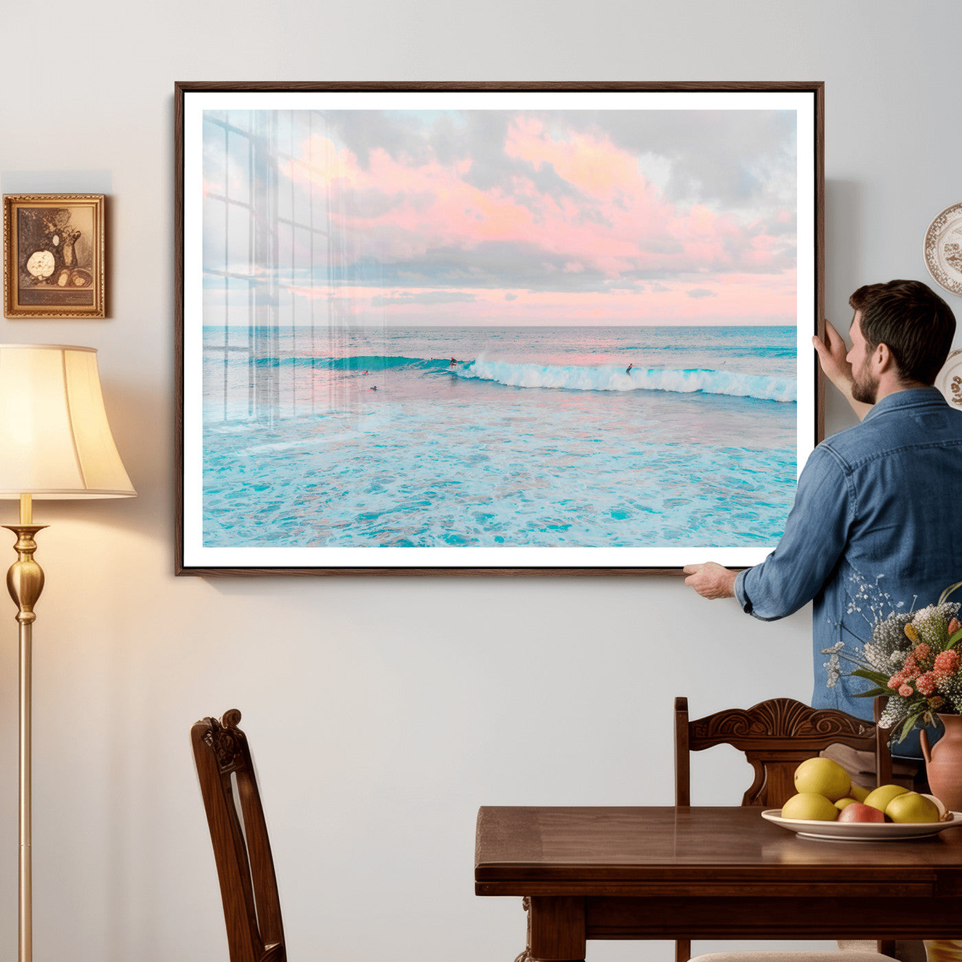 73216461-MGV-CV-36X24 - Ocean Wave Wall Art Canvas Print, Pastel Surf Seascape Photography, Coastal Beach Wall Decor