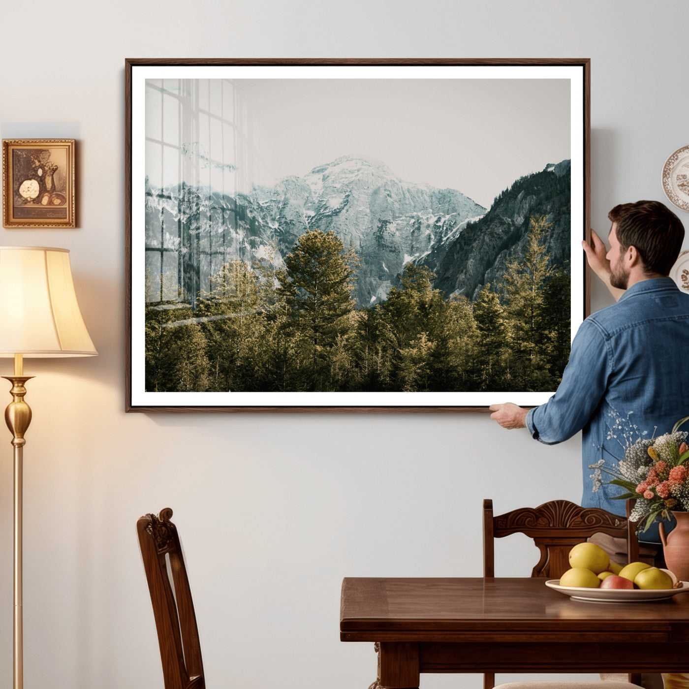 48479662-MGV-CV-36X24 - Mountain Forest Wall Art Canvas Print, Alpine Landscape Nature Photography, Moody Wilderness Wall Decor