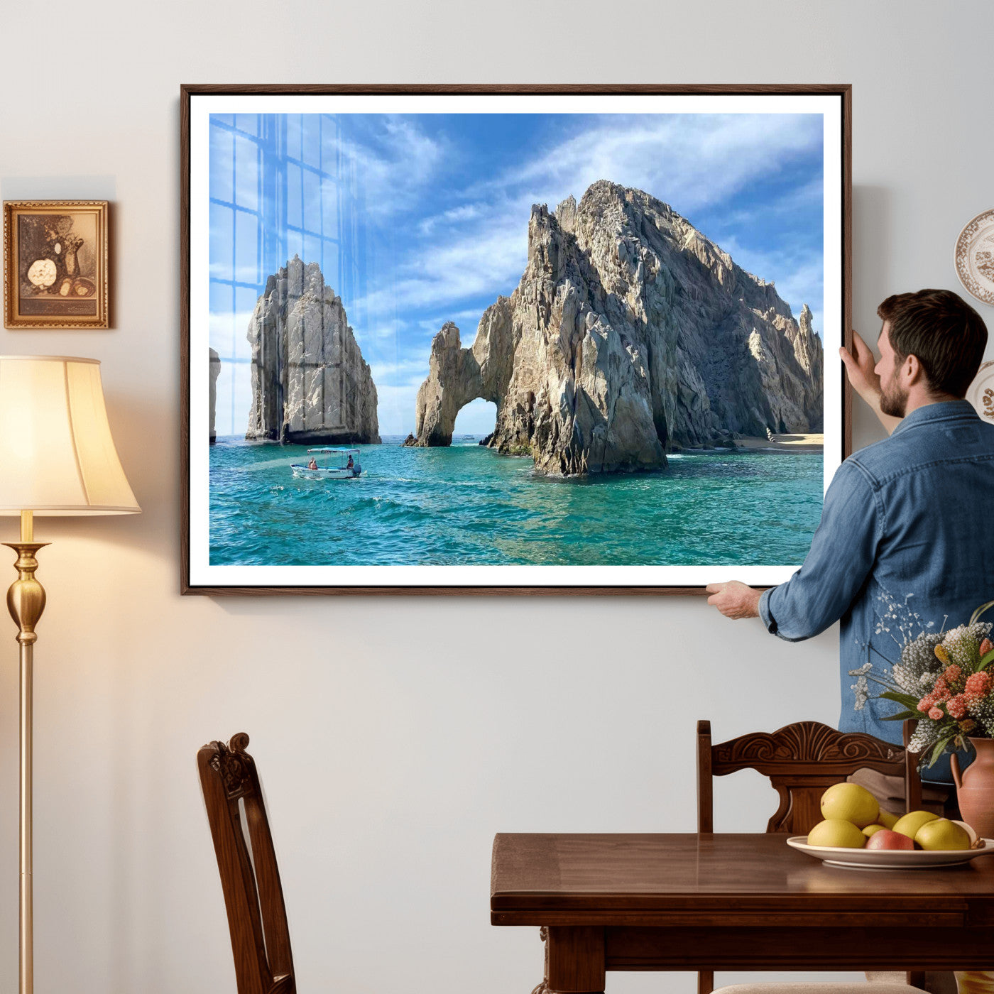 20946478-MGV-CV-36X24 - El Arco Cabo San Lucas Ocean Arch Wall Art Canvas Print, Baja California Rock Arch Seascape Canvas Print, Mexico Coastal Landmark Scenic Art Printing