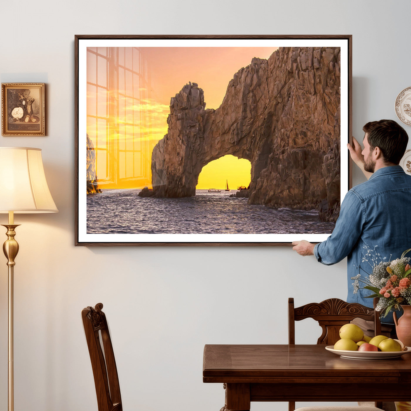 66414515-MGV-CV-36X24 - El Arco Cabo San Lucas Ocean Arch Wall Art Canvas Print, Baja California Rock Arch Seascape Canvas Print, Mexico Coastal Landmark Scenic Art Printing