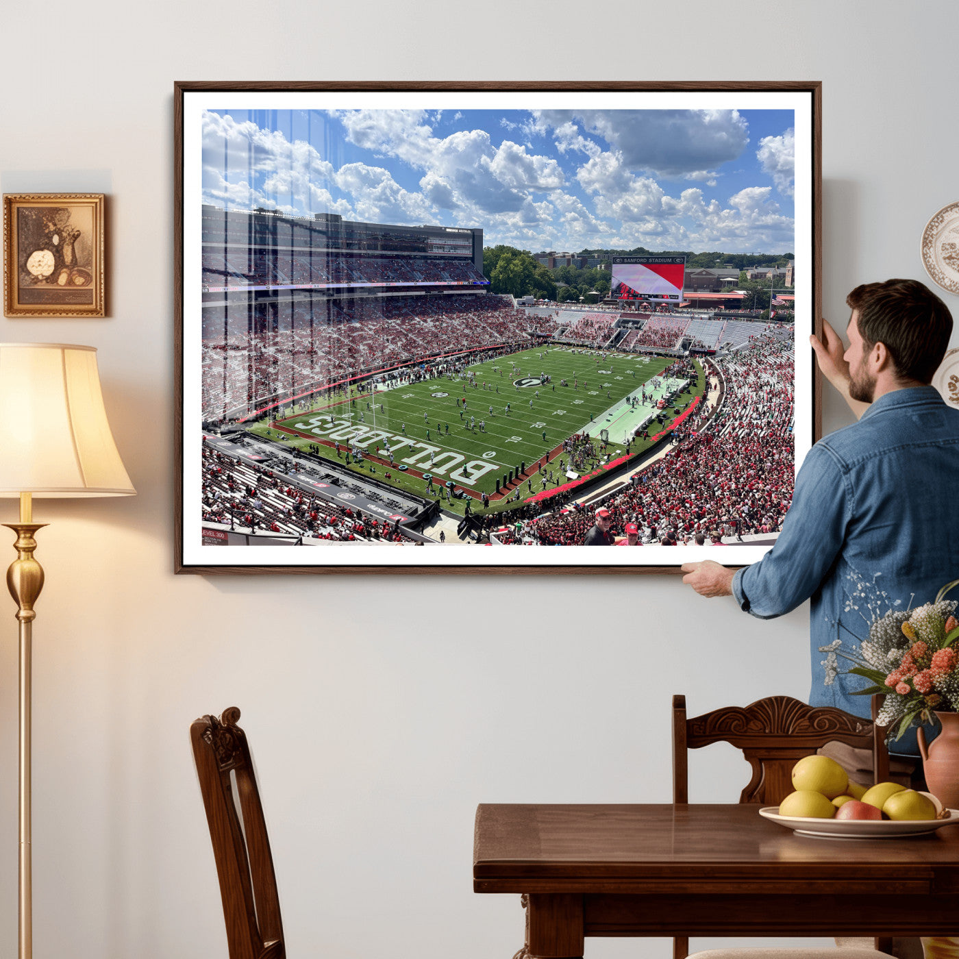 10665453-MGV-CV-36X24 - Georgia Bulldogs Stadium Wall Art Canvas Print, Sanford Stadium Football Field Panorama, College Football Game Day Wall Decor