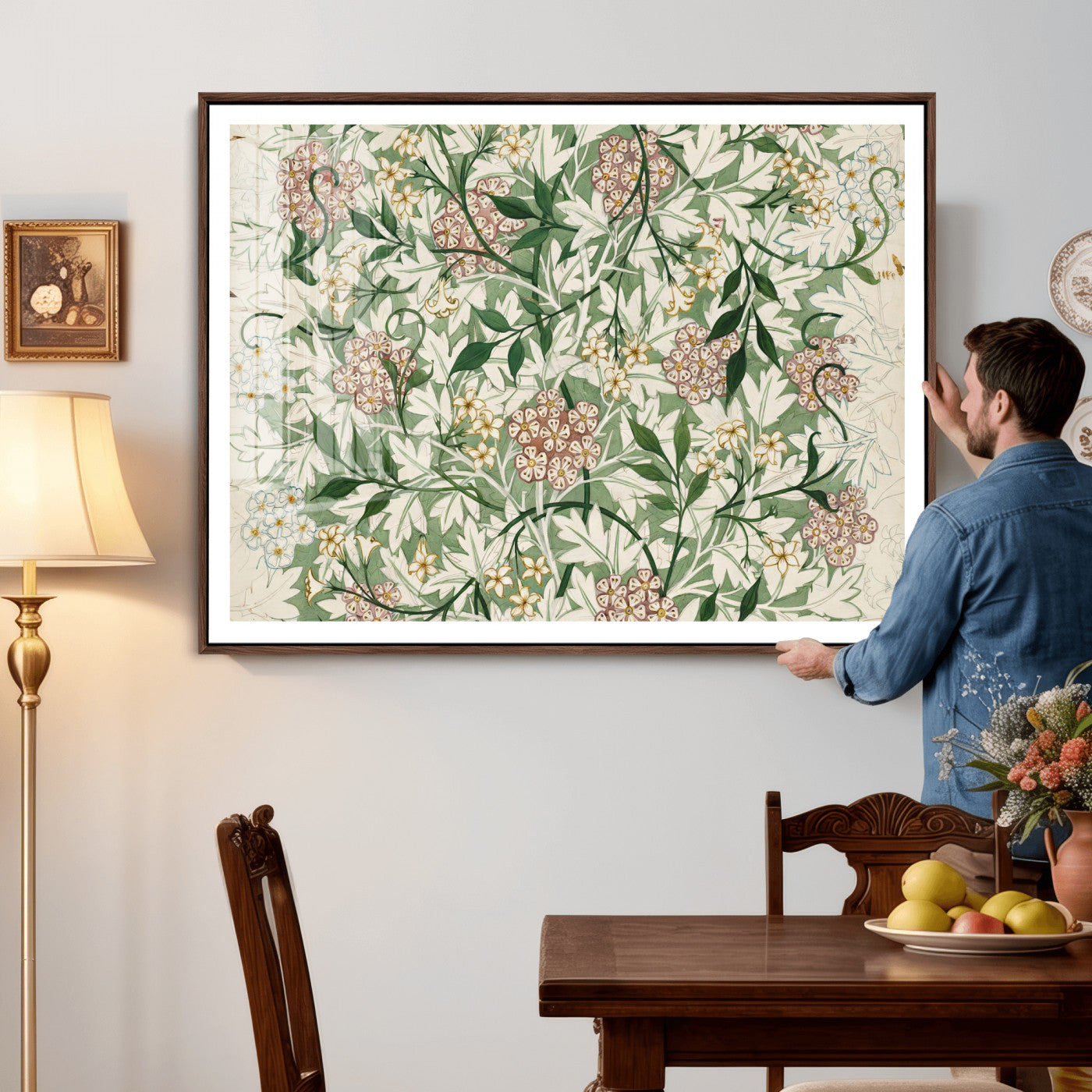 33560597-MGV-CV-36X24 - William Morris Jasmine 1872 Canvas Wall Art — Arts and Crafts Botanical Print | Vintage Green Floral Decor | Cottagecore Gift | Classic Art