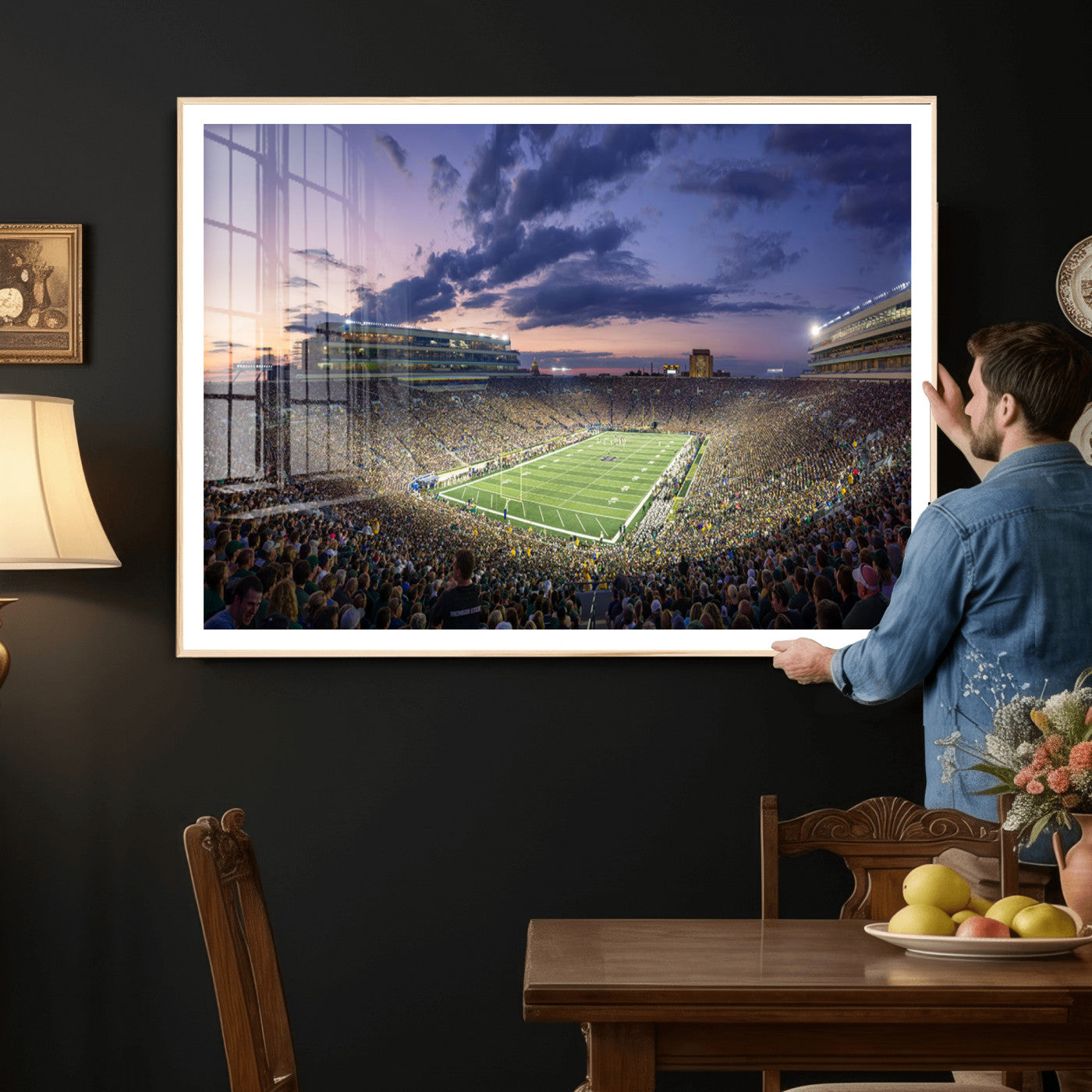 50825-MGV-CV-36X24 - Notre Dame Fighting Irish Football Team Print - Notre Dame Stadium Wall Art Canvas Print