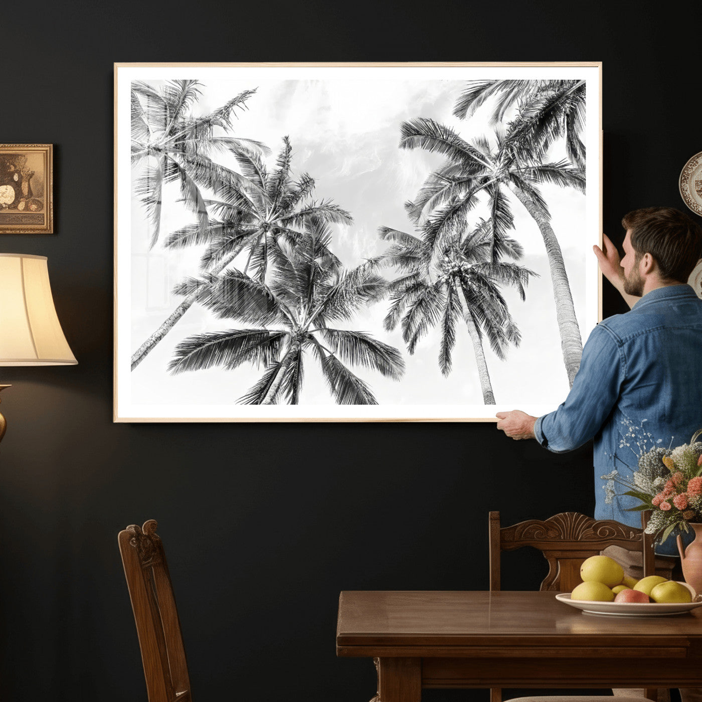 62113786-MGV-CV-36X24 - Palm Trees Wall Art – Tropical Breeze Canvas Print, Vacation Island Silhouette, Coastal Calm and Summer Paradise for Living Room or Beach House Decor