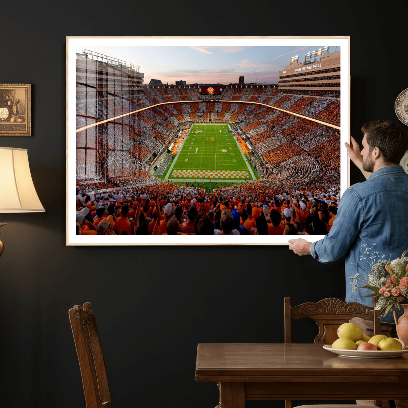 37160229-MGV-CV-36X24 - Tennessee Neyland Stadium Wall Art, Sports Arena Canvas Print, Panoramic Stadium Canvas Artwork for Home, Office