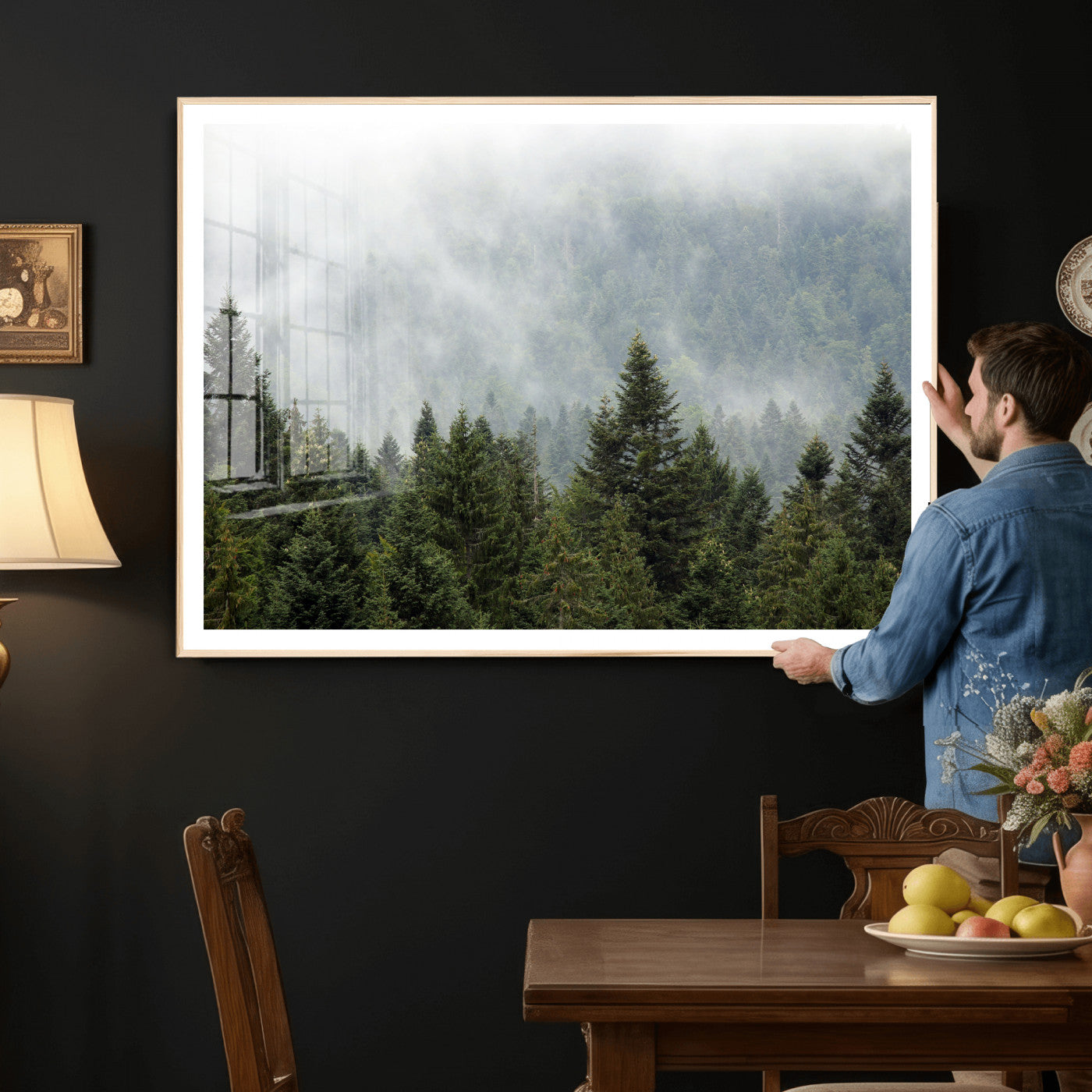 37010054-MGV-CV-36X24 - Misty Mountain Forest Wall Art Canvas Print