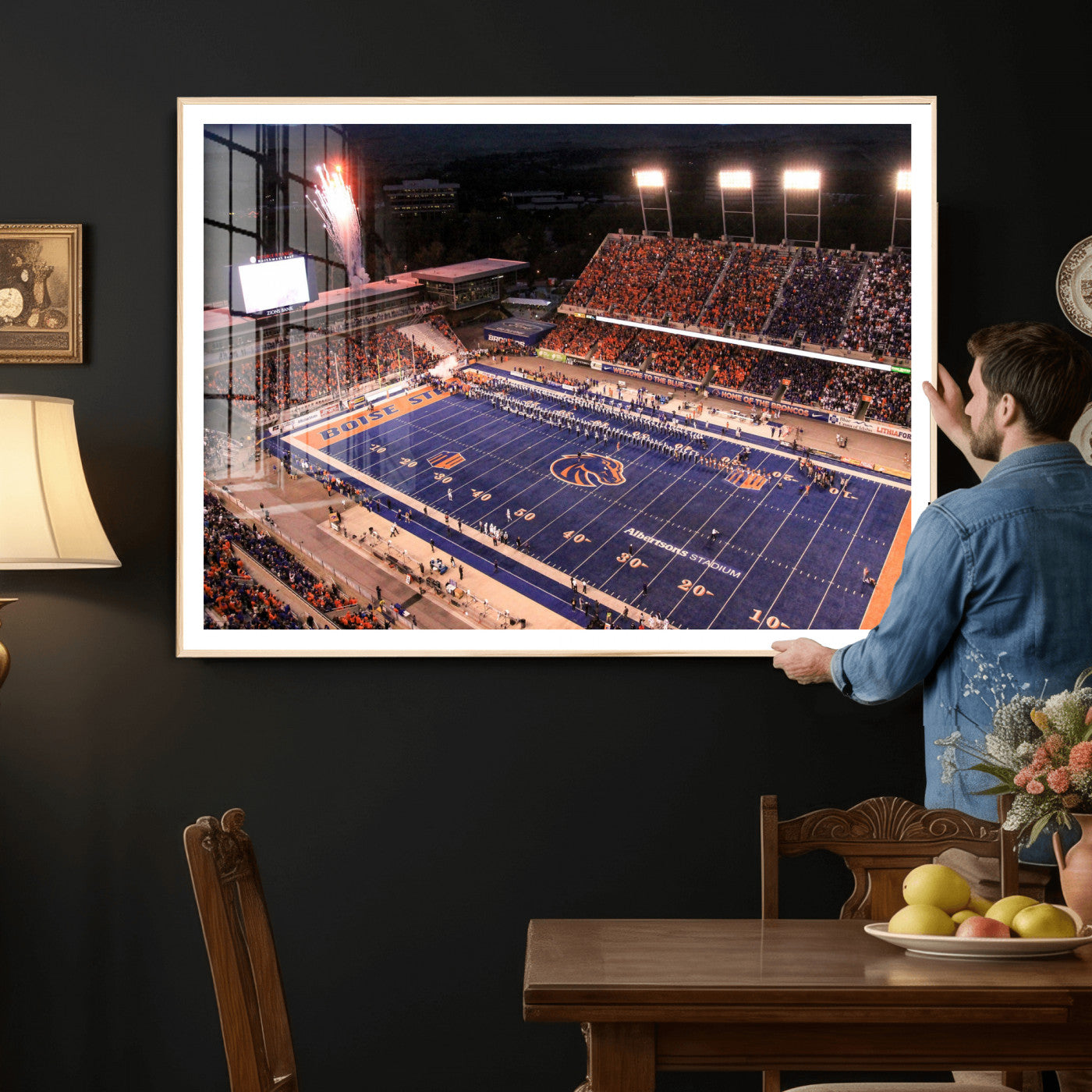 58849575-MGV-CV-36X24 - Boise State Stadium Large Wall Art Canvas Print for Living Room Office Wall Decor