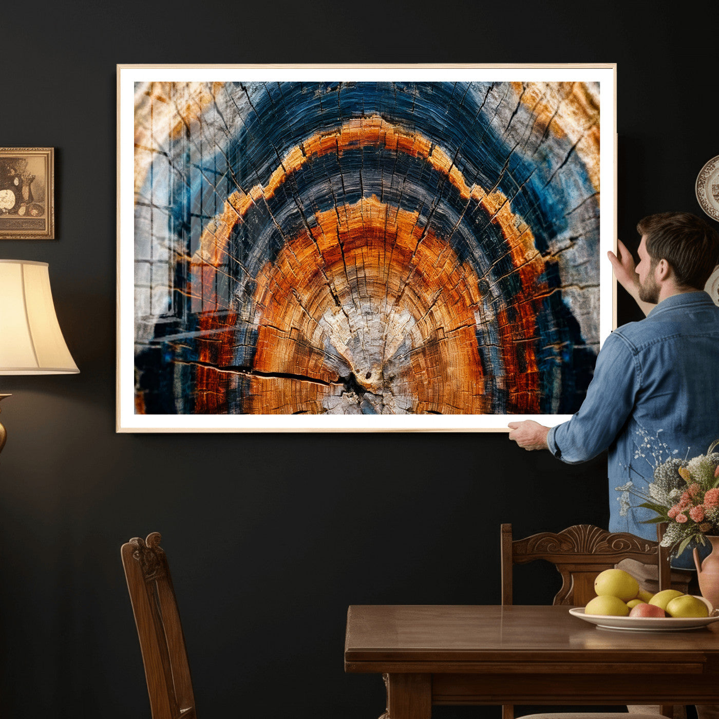 92693966N-MGV-CV-36X24 - Abstract Wood Grain Canvas Print, Tree Ring Pattern Wall Art, Framed Canvas Ready to Hang