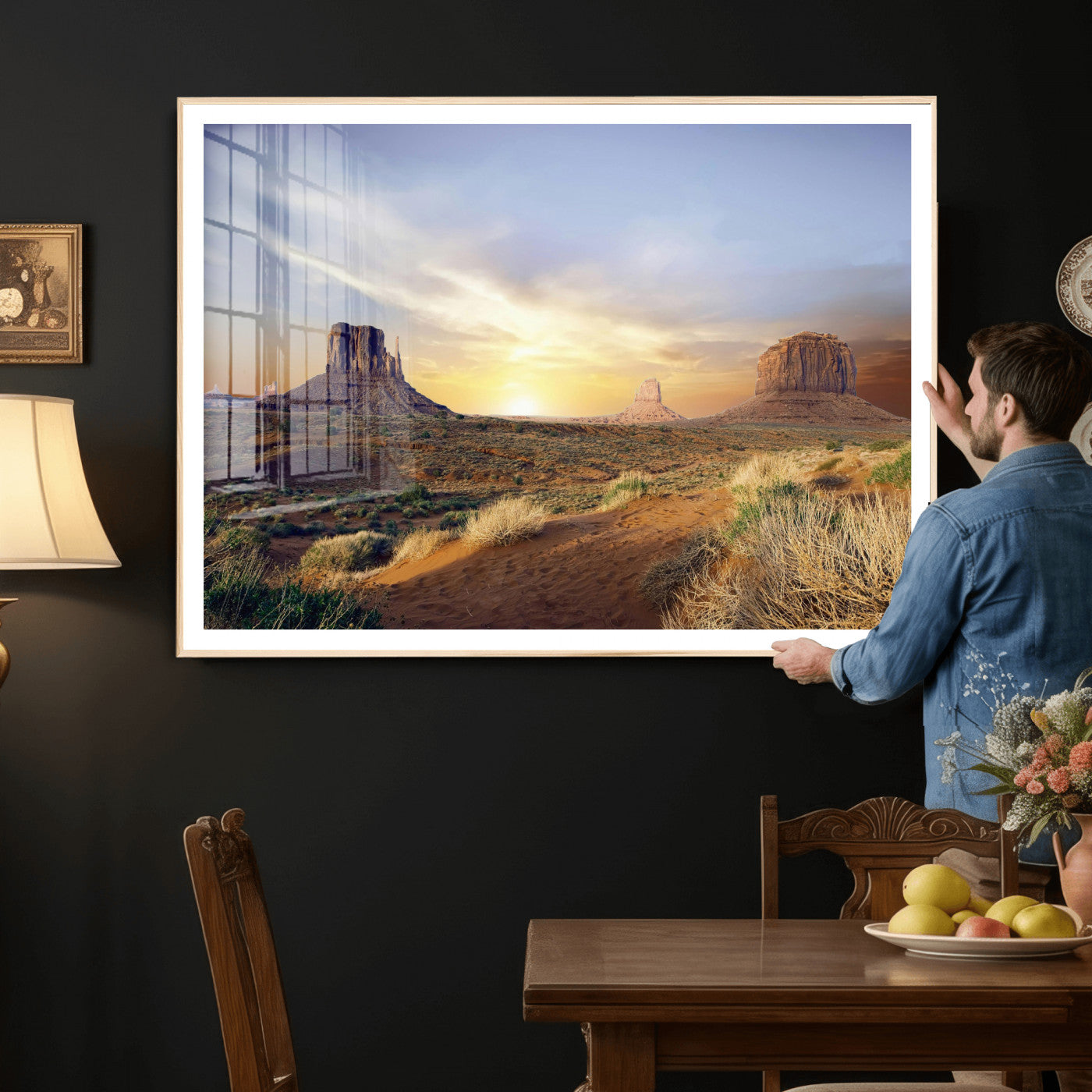 14901845-MGV-CV-36X24 - Monument Valley Desert Landscape Wall Art Canvas Print, Southwest Desert Rock Formation Canvas Print, Western Red Rock Panorama Art Printing