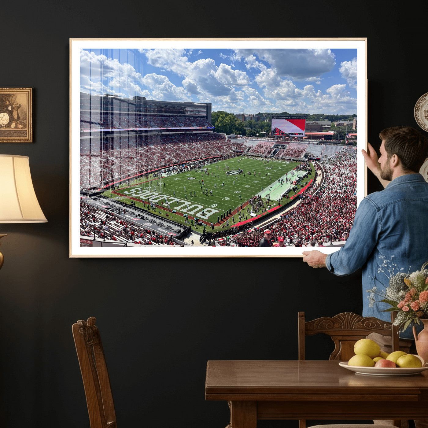 10665453-MGV-CV-36X24 - Georgia Bulldogs Stadium Wall Art Canvas Print, Sanford Stadium Football Field Panorama, College Football Game Day Wall Decor