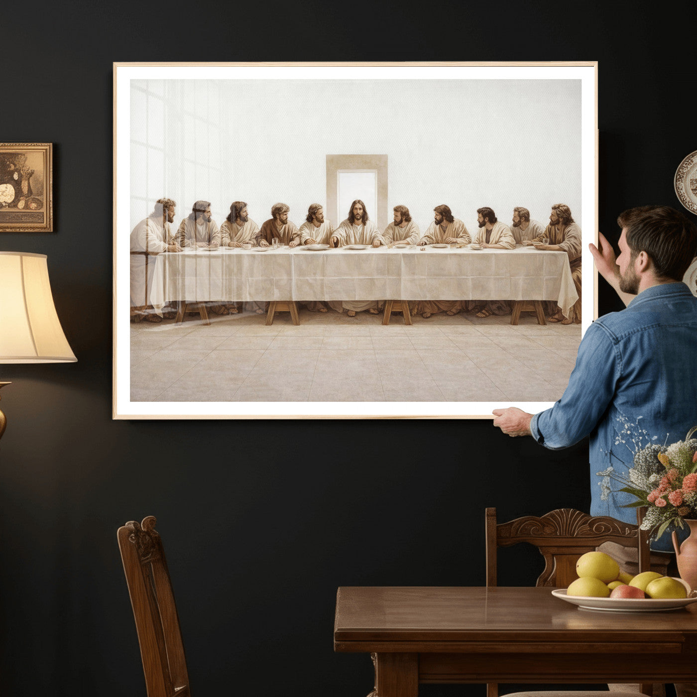 76380069-MGV-CV-36X24 - The Last Supper Wall Art Canvas Print, Jesus Christ Biblical Scene Canvas Print, Christian Religious Artwork for Church Living Room Decor