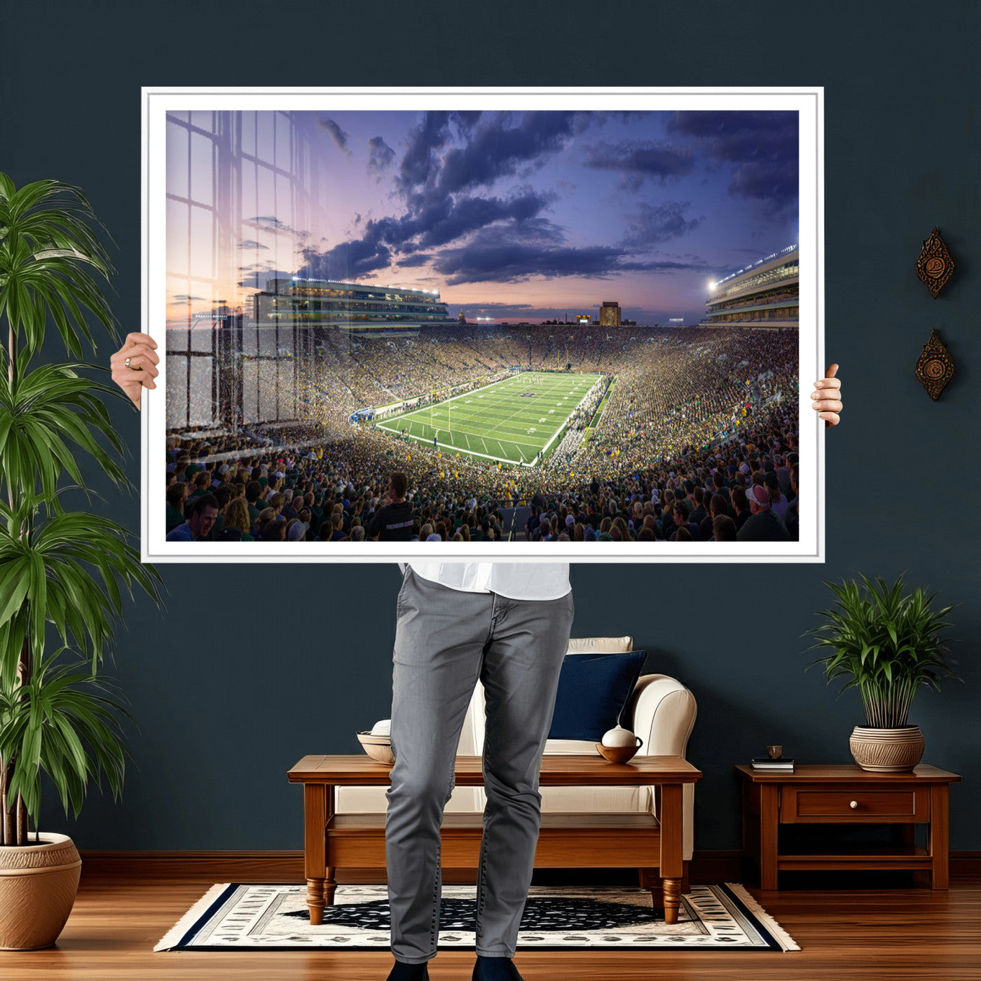 50825-MGV-CV-36X24 - Notre Dame Fighting Irish Football Team Print - Notre Dame Stadium Wall Art Canvas Print