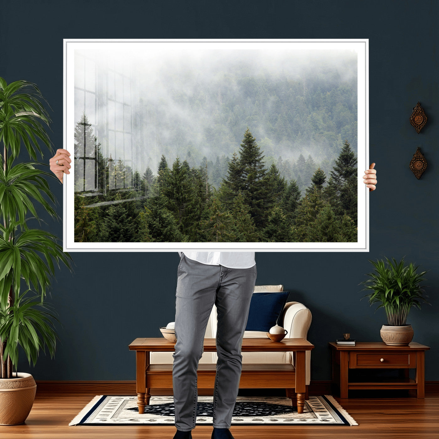 37010054-MGV-CV-36X24 - Misty Mountain Forest Wall Art Canvas Print