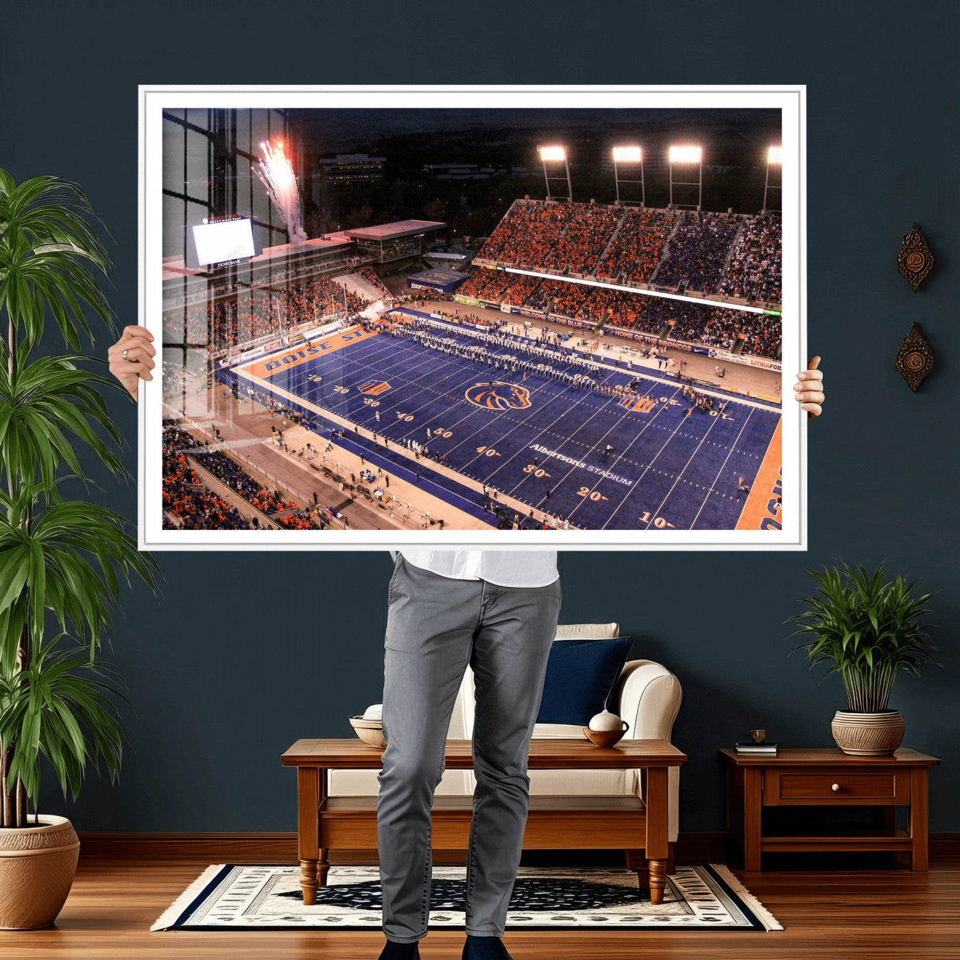 58849575-MGV-CV-36X24 - Boise State Stadium Large Wall Art Canvas Print for Living Room Office Wall Decor