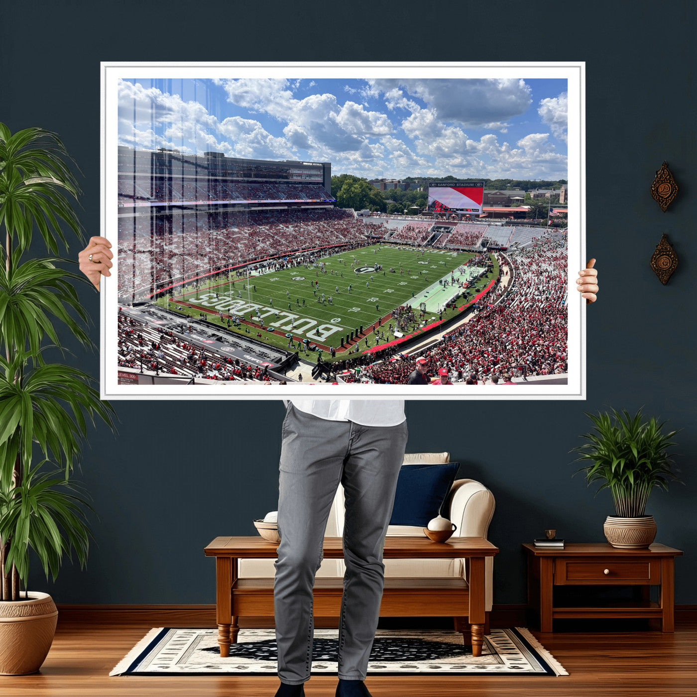 10665453-MGV-CV-36X24 - Georgia Bulldogs Stadium Wall Art Canvas Print, Sanford Stadium Football Field Panorama, College Football Game Day Wall Decor