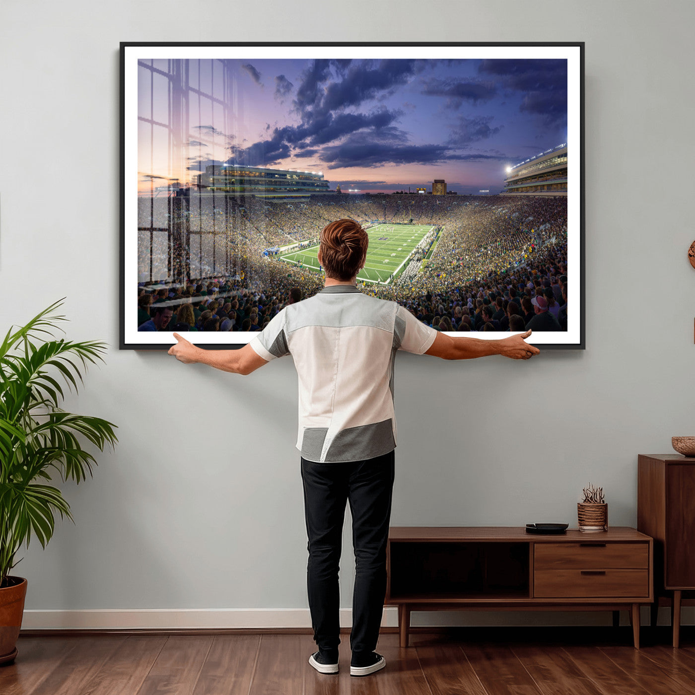 50825-MGV-CV-36X24 - Notre Dame Fighting Irish Football Team Print - Notre Dame Stadium Wall Art Canvas Print