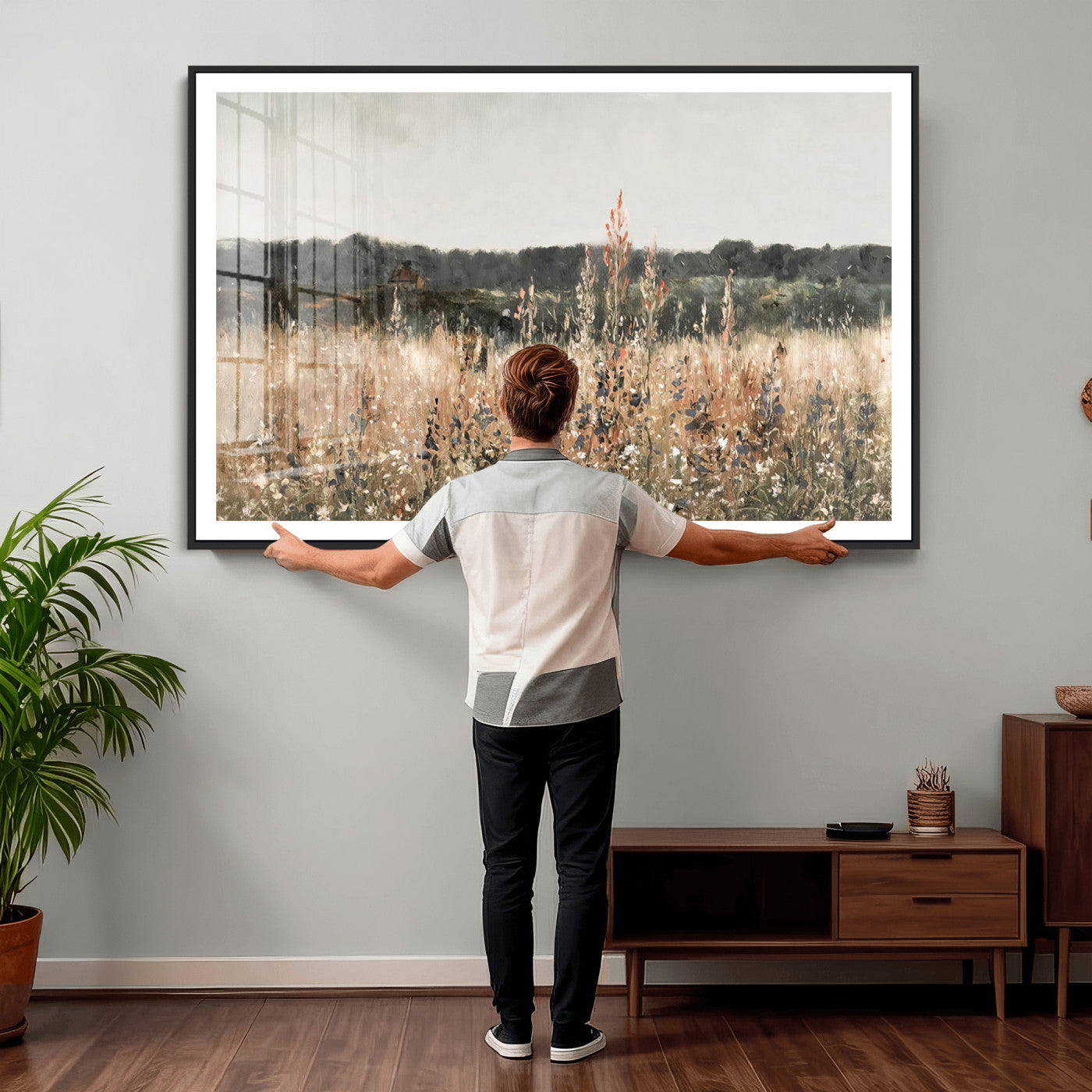 16595-MGV-CV-36X24 - Rustic Field Landscape Wall Art Print, Abstract Field Canvas Wall Art for Barn Decoration