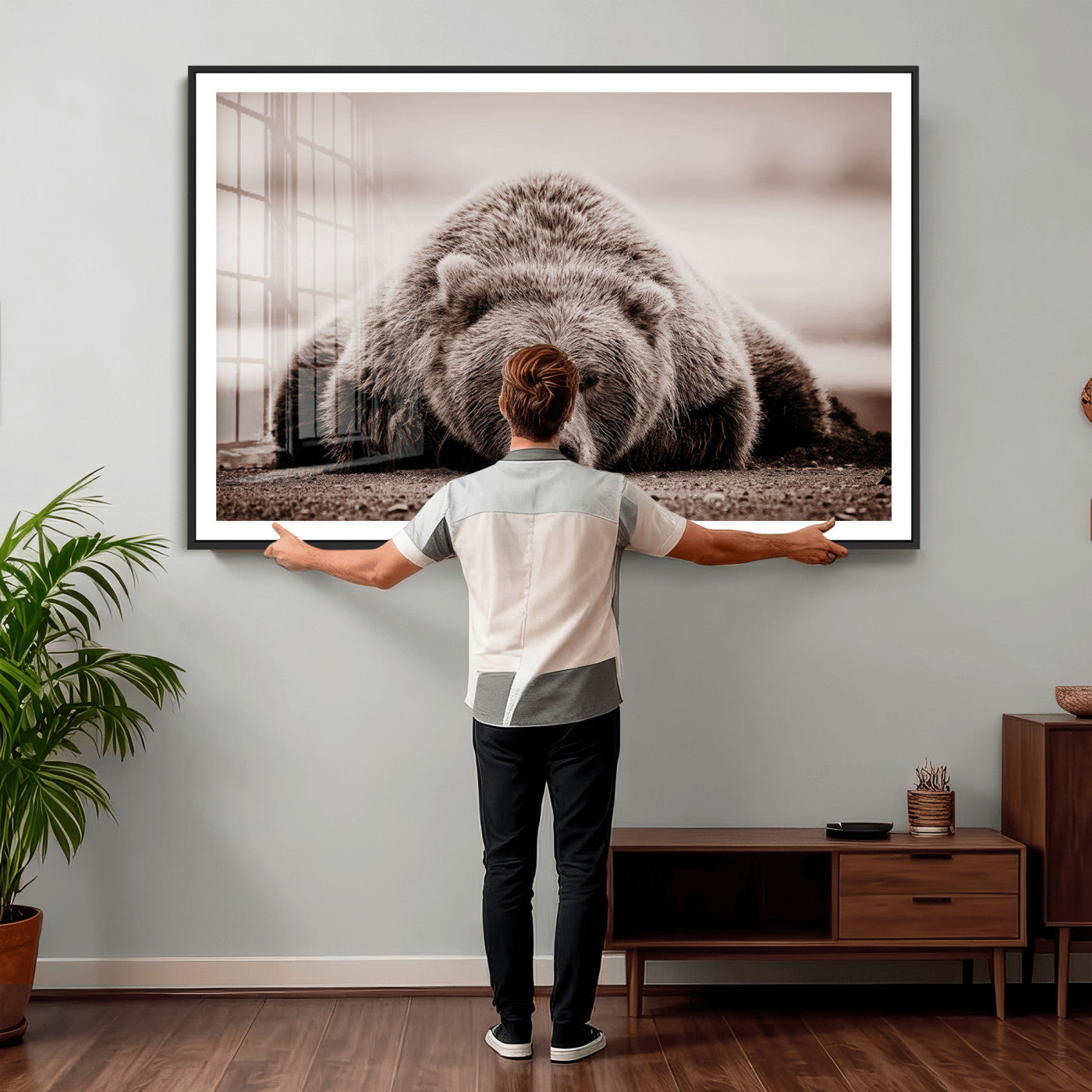 20611-MGV-CV-36X24 - Grizzly Bear Wall Art Print - Bear Canvas Wall Art - Rustic Bear Portrait Canvas Print for Cabin