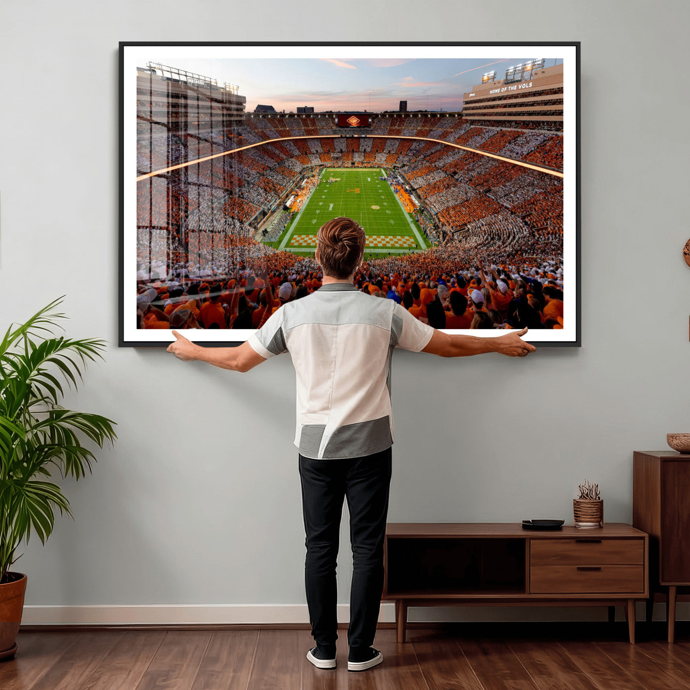 37160229-MGV-CV-36X24 - Tennessee Neyland Stadium Wall Art, Sports Arena Canvas Print, Panoramic Stadium Canvas Artwork for Home, Office