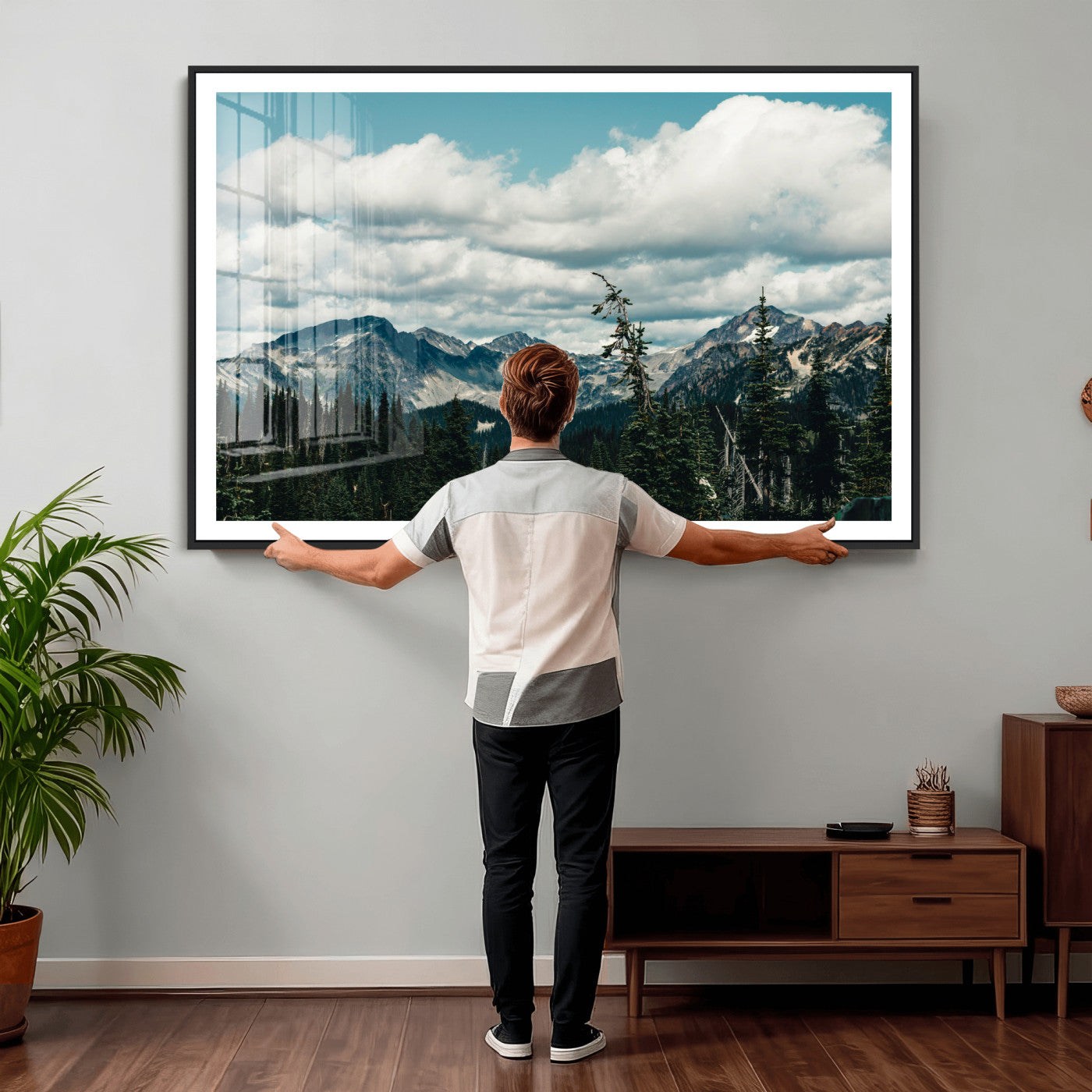 30416773-MGV-CV-36X24 - Mountain Forest Wall Art Canvas Print, Alpine Pine Tree Landscape Photography, Scenic Wilderness Mountain View, Nature Wall Decor