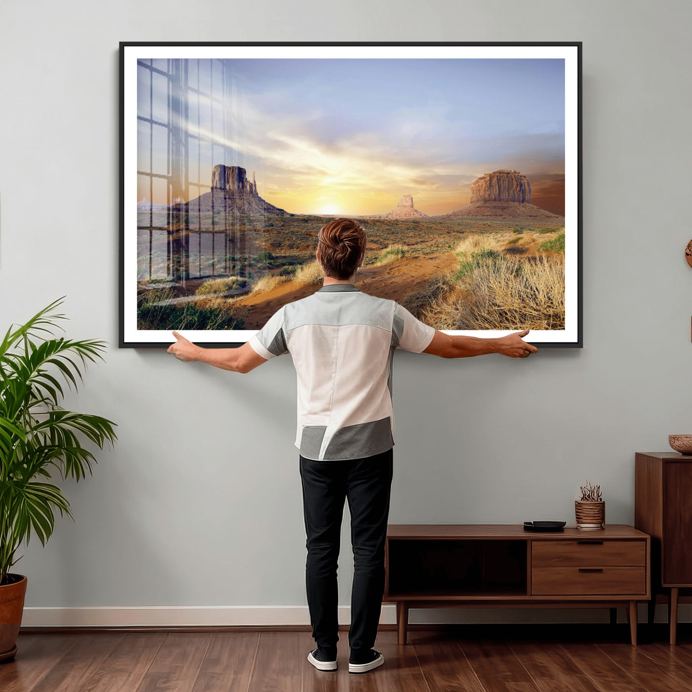 14901845-MGV-CV-36X24 - Monument Valley Desert Landscape Wall Art Canvas Print, Southwest Desert Rock Formation Canvas Print, Western Red Rock Panorama Art Printing