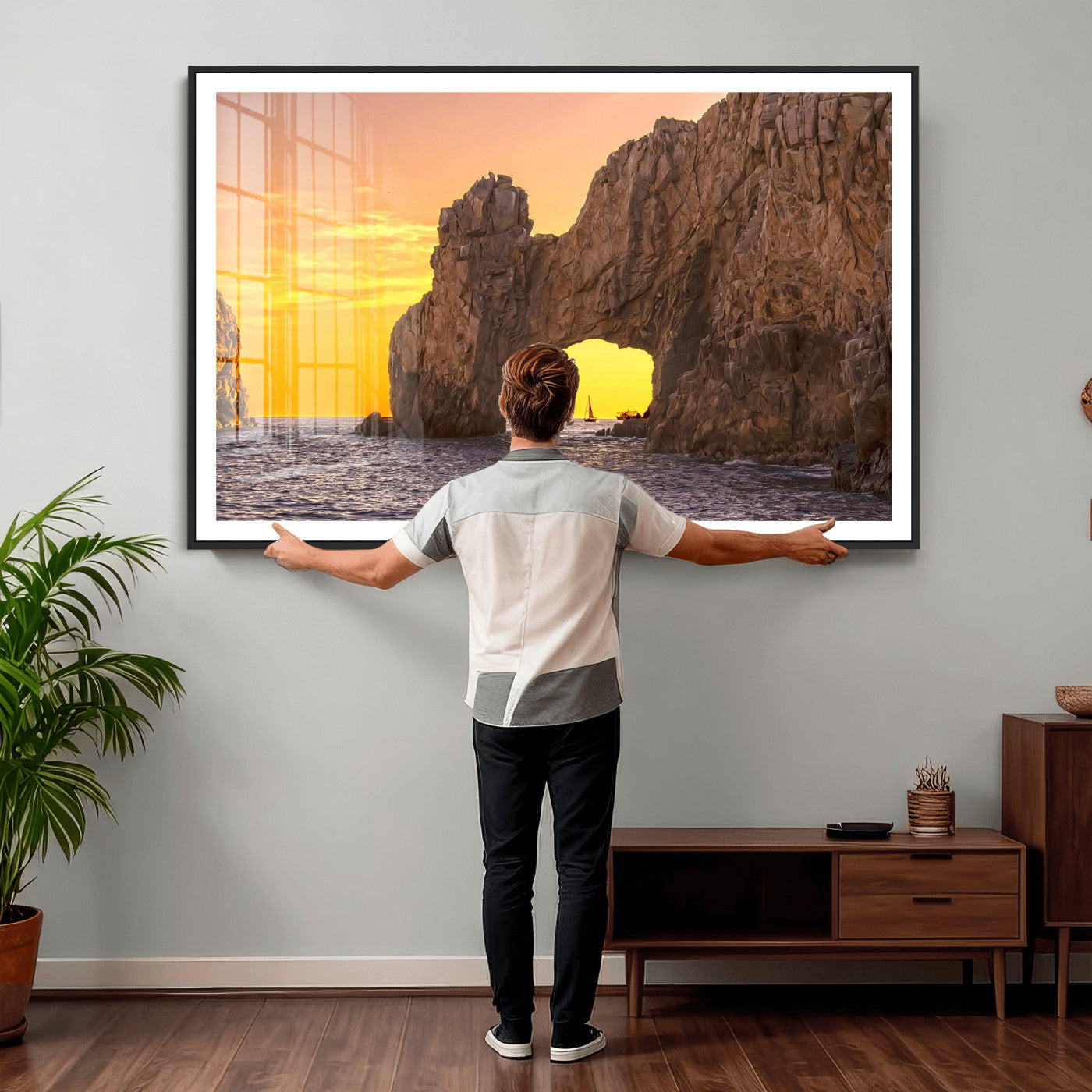 66414515-MGV-CV-36X24 - El Arco Cabo San Lucas Ocean Arch Wall Art Canvas Print, Baja California Rock Arch Seascape Canvas Print, Mexico Coastal Landmark Scenic Art Printing