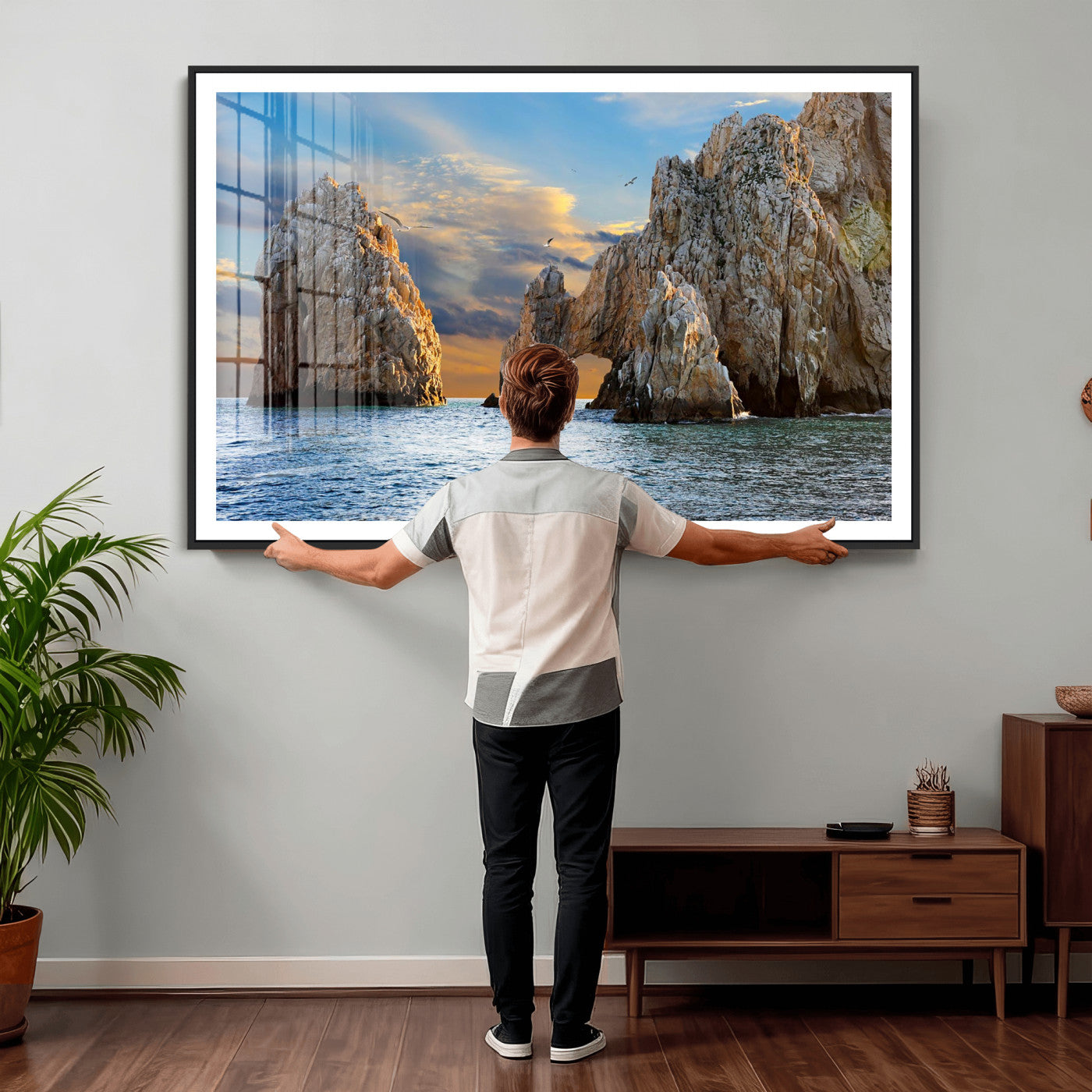 63505689-MGV-CV-36X24 - El Arco Cabo San Lucas Ocean Arch Wall Art Canvas Print, Baja California Rock Arch Seascape Canvas Print, Mexico Coastal Landmark Scenic Art Printing