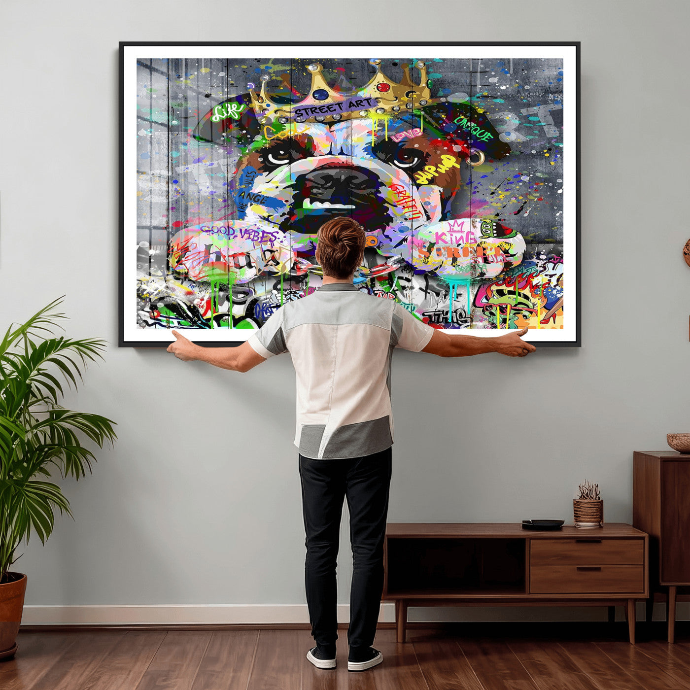 45209731-MGV-CV-36X24 - Dog Wall Decor for Teen Bedroom Decor - Graffiti Animal Canvas Wall Art for Teen Room Decor - Abstract Wall Painting Ready to Hang