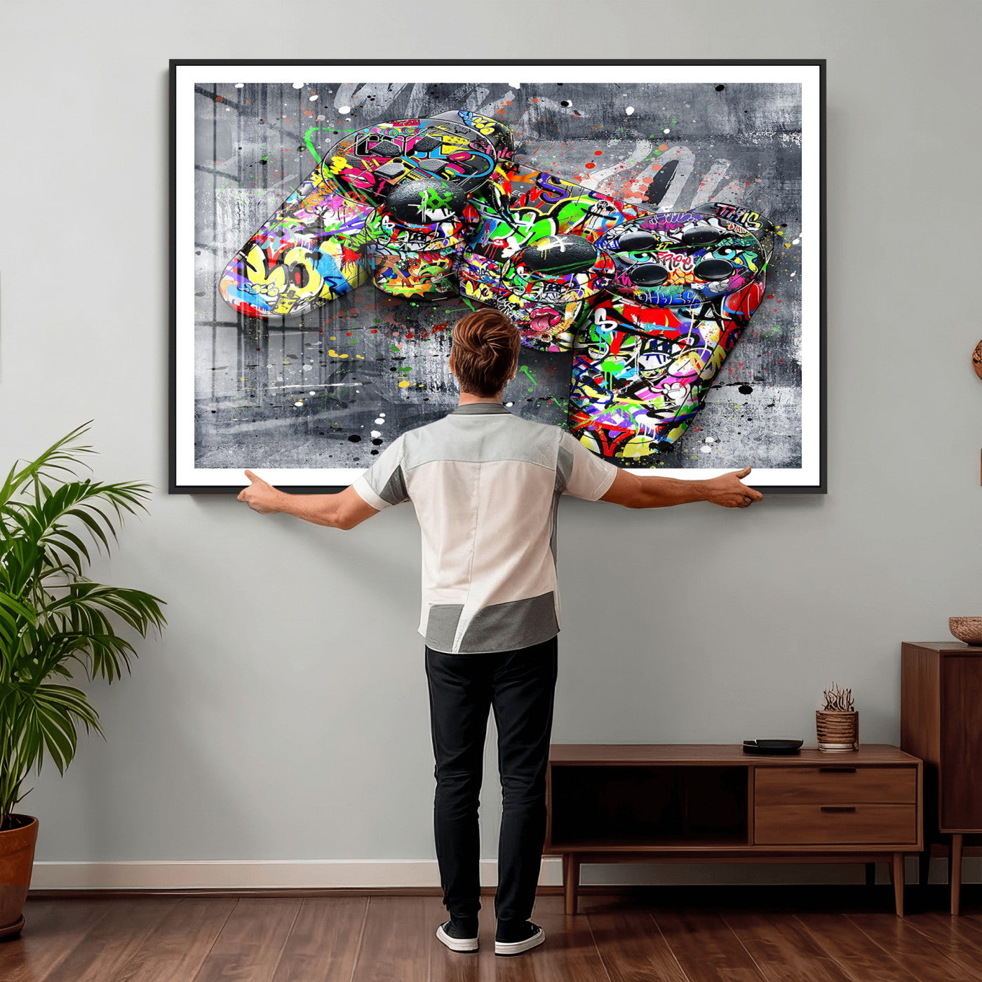 42929610-MGV-CV-36X24 - Graffiti Canvas Wall-Art For Bedroom - Gaming Wall Art For Teen Boys - Abstract Painting Pop Art Modern Home Wall Decor Ready to Hang