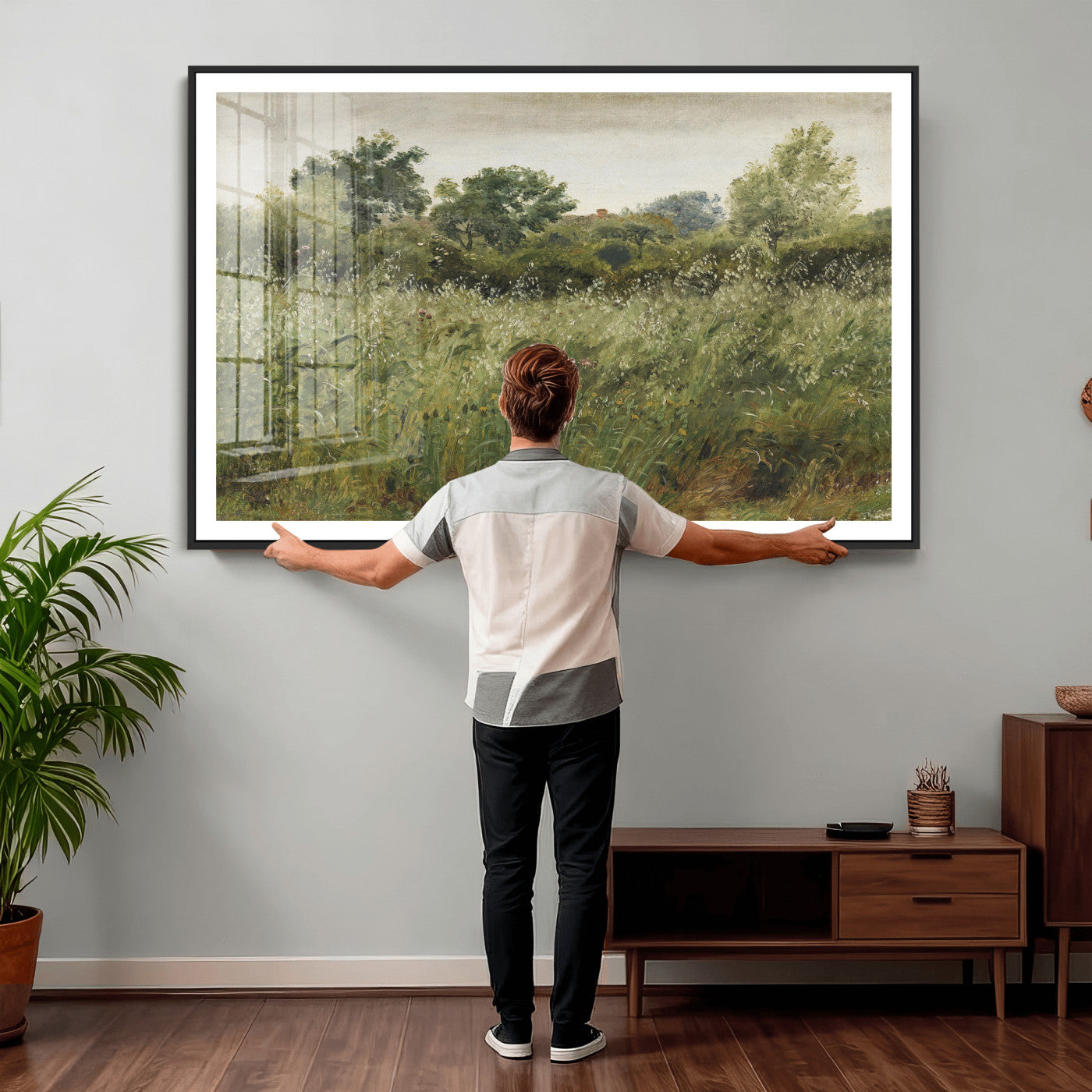 92328261-MGV-CV-36X24 - Wildflower Meadow Canvas Wall Art, Impressionist Overgrown Field Painting Print, Vintage Green Nature Decor, Cottagecore Botanical Art, Living Room Print
