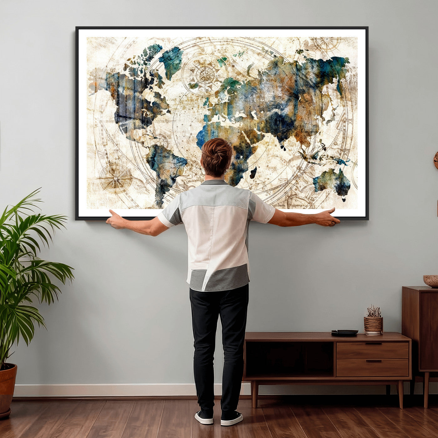 10554-MGV-CV-36X24 - Abstract World Map Art Print Canvas Print