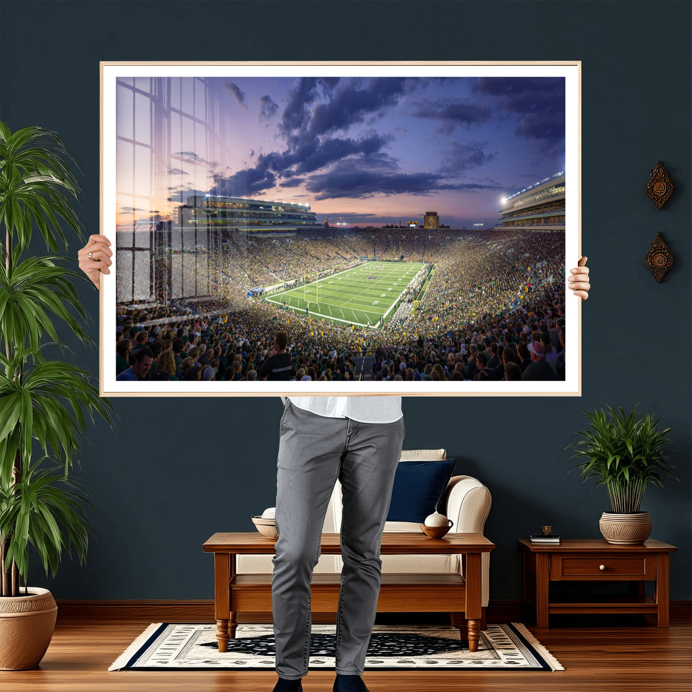 50825-MGV-CV-36X24 - Notre Dame Fighting Irish Football Team Print - Notre Dame Stadium Wall Art Canvas Print