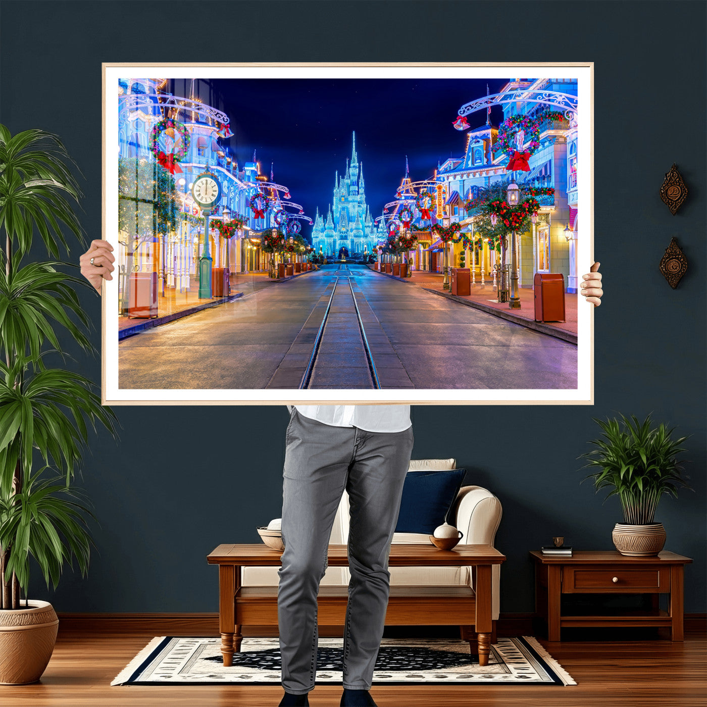 12470-MGV-CV-36X24 - Disney Wall Art | Castle Large Wall Art Disney Magic Kingdom Print for Kids Room Decoration | Disney