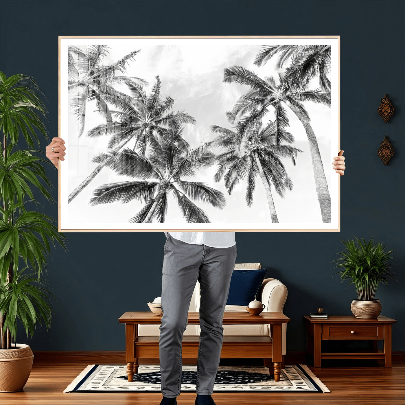 62113786-MGV-CV-36X24 - Palm Trees Wall Art – Tropical Breeze Canvas Print, Vacation Island Silhouette, Coastal Calm and Summer Paradise for Living Room or Beach House Decor