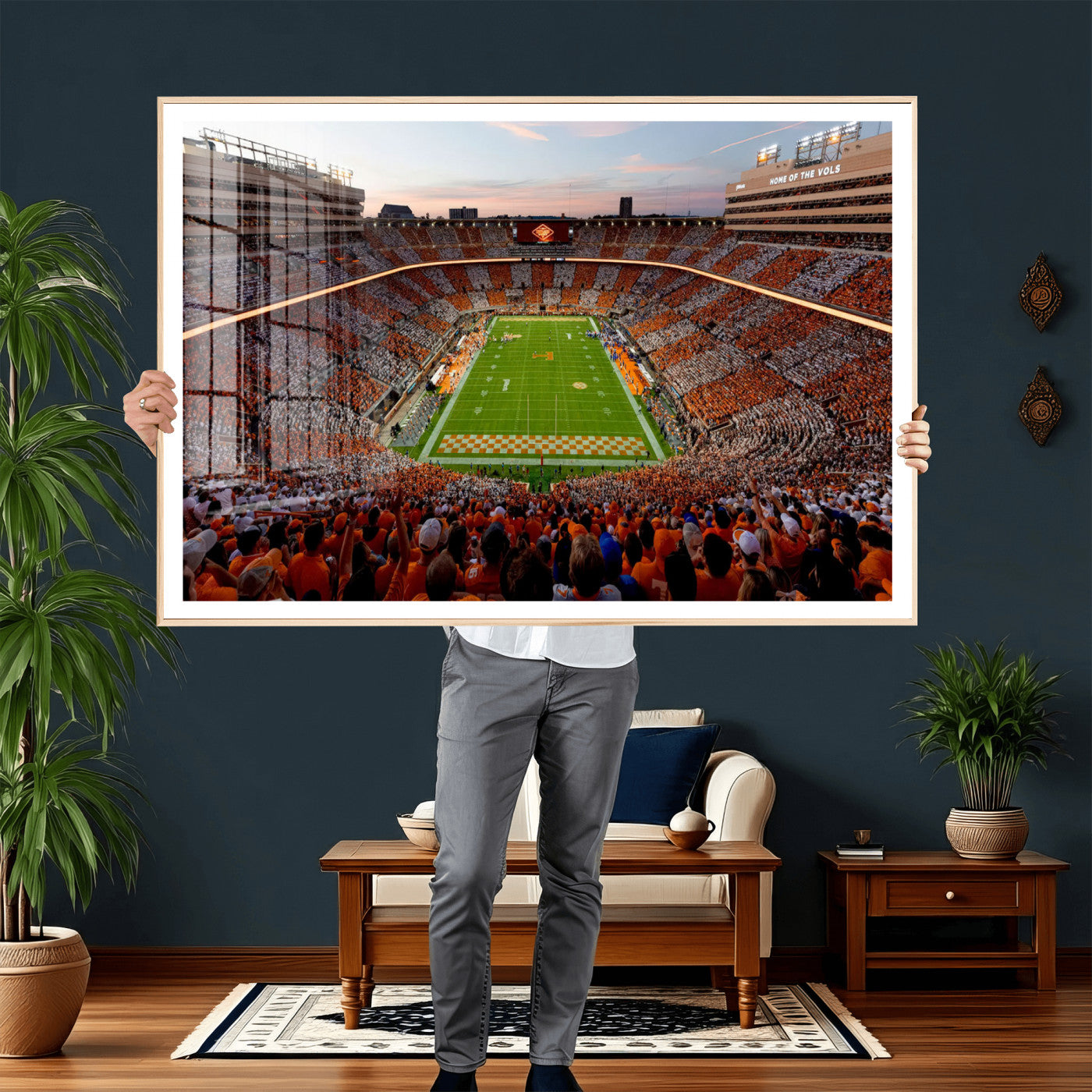 37160229-MGV-CV-36X24 - Tennessee Neyland Stadium Wall Art, Sports Arena Canvas Print, Panoramic Stadium Canvas Artwork for Home, Office