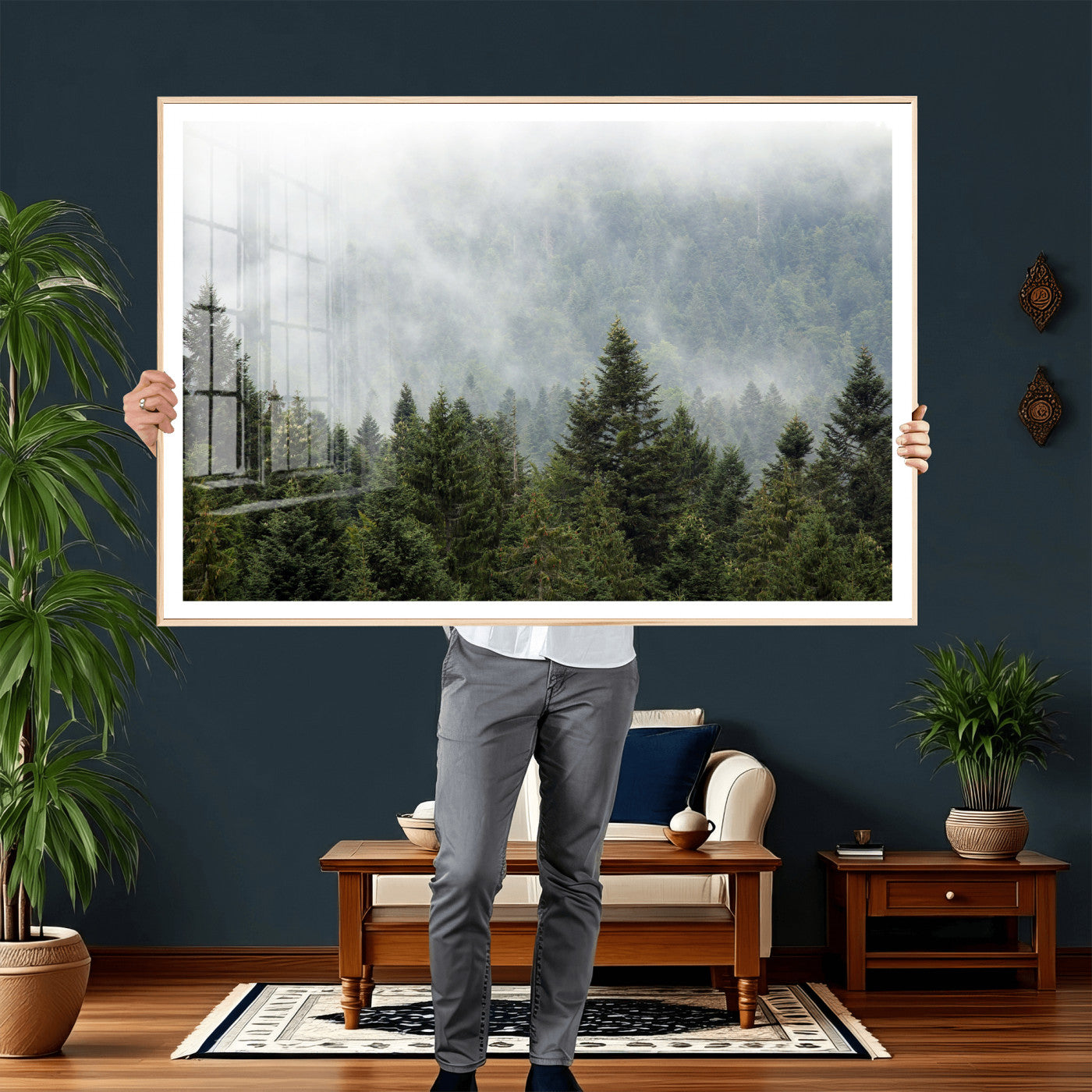 37010054-MGV-CV-36X24 - Misty Mountain Forest Wall Art Canvas Print