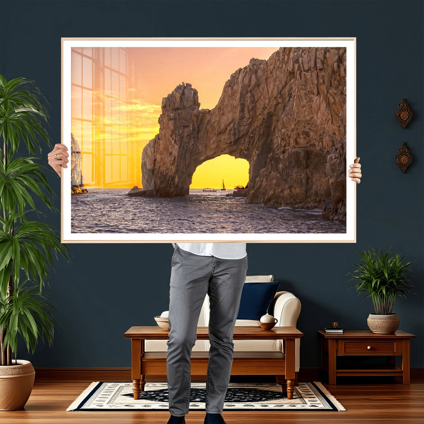 66414515-MGV-CV-36X24 - El Arco Cabo San Lucas Ocean Arch Wall Art Canvas Print, Baja California Rock Arch Seascape Canvas Print, Mexico Coastal Landmark Scenic Art Printing