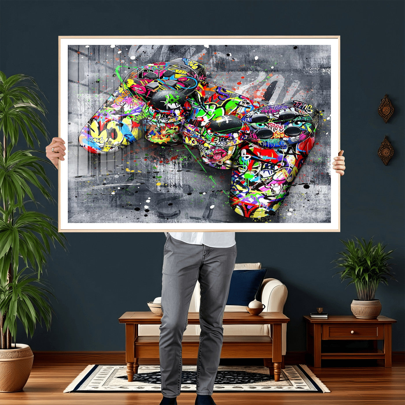 42929610-MGV-CV-36X24 - Graffiti Canvas Wall-Art For Bedroom - Gaming Wall Art For Teen Boys - Abstract Painting Pop Art Modern Home Wall Decor Ready to Hang