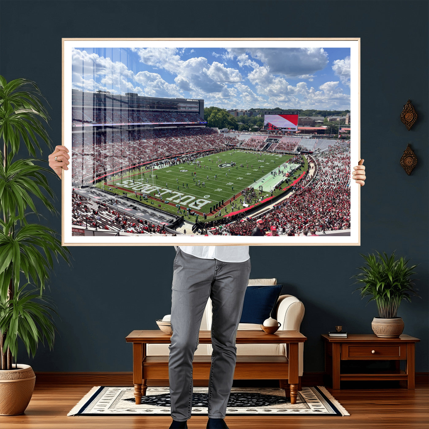 10665453-MGV-CV-36X24 - Georgia Bulldogs Stadium Wall Art Canvas Print, Sanford Stadium Football Field Panorama, College Football Game Day Wall Decor