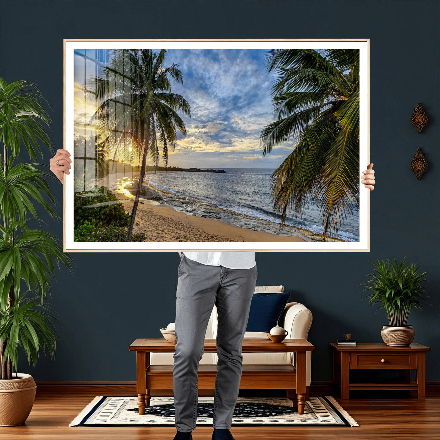 83399063-MGV-CV-36X24 - Puerto Rico Beach Paradise Wall Art – Tropical Coastal Print