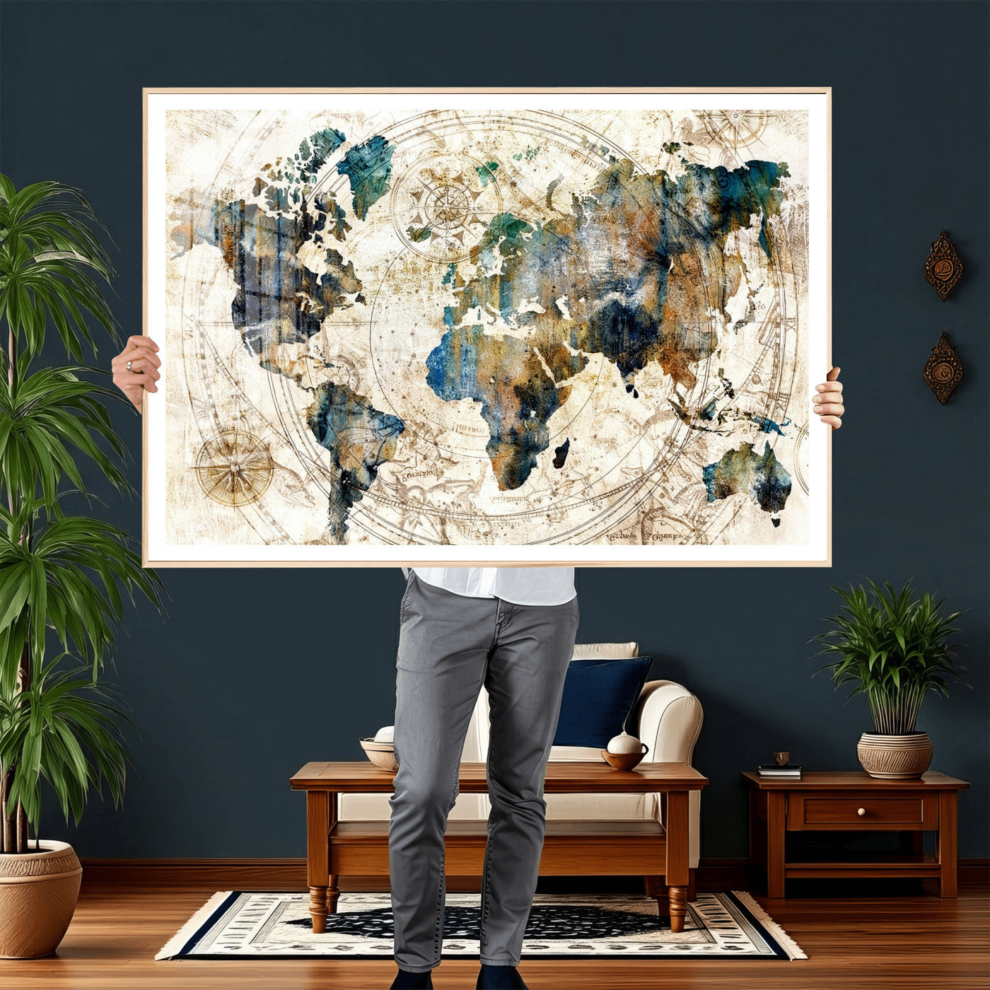 10554-MGV-CV-36X24 - Abstract World Map Art Print Canvas Print