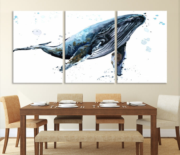 Art mural de baleine aquarelle Impression sur toile