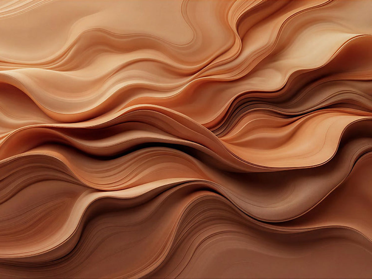 82230697-_Poster-30x20 - Modern Abstract Fluid Waves Canvas Wall Art - Minimalist Warm Terracotta Beige Sand Print