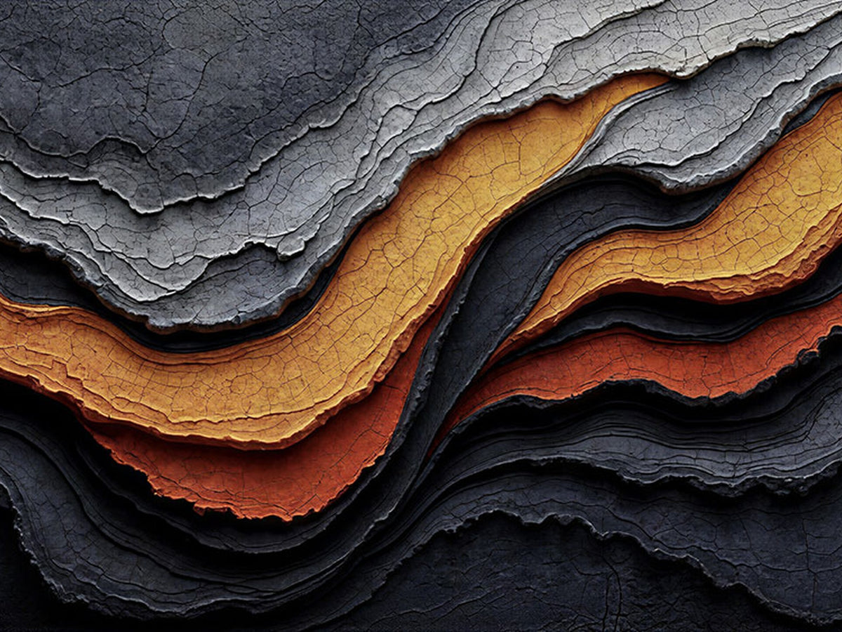 59852489-_Poster-30x20 - Abstract Waves Canvas Wall Art - Modern Terracotta and Charcoal Gray Print