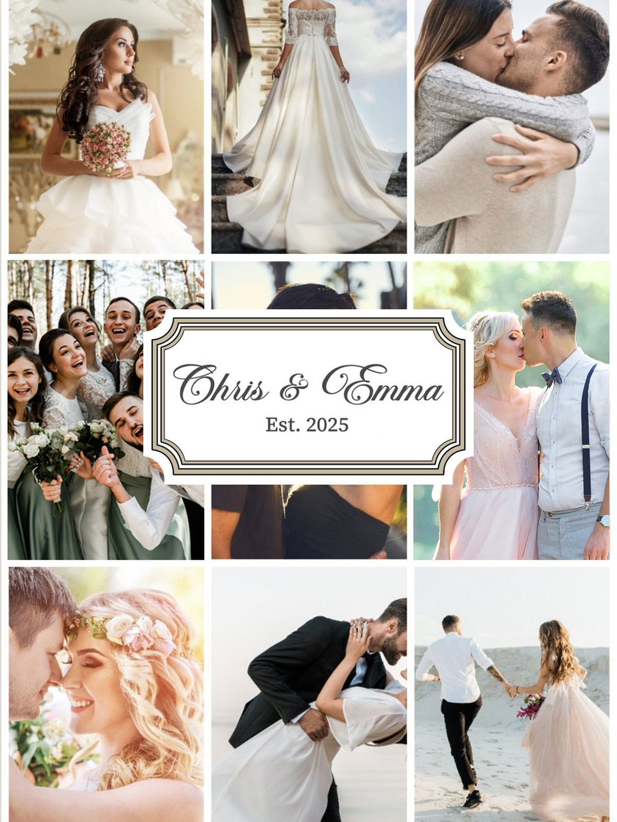 Personalized Wedding Photo Collage Canvas Print, Custom Couple Gift